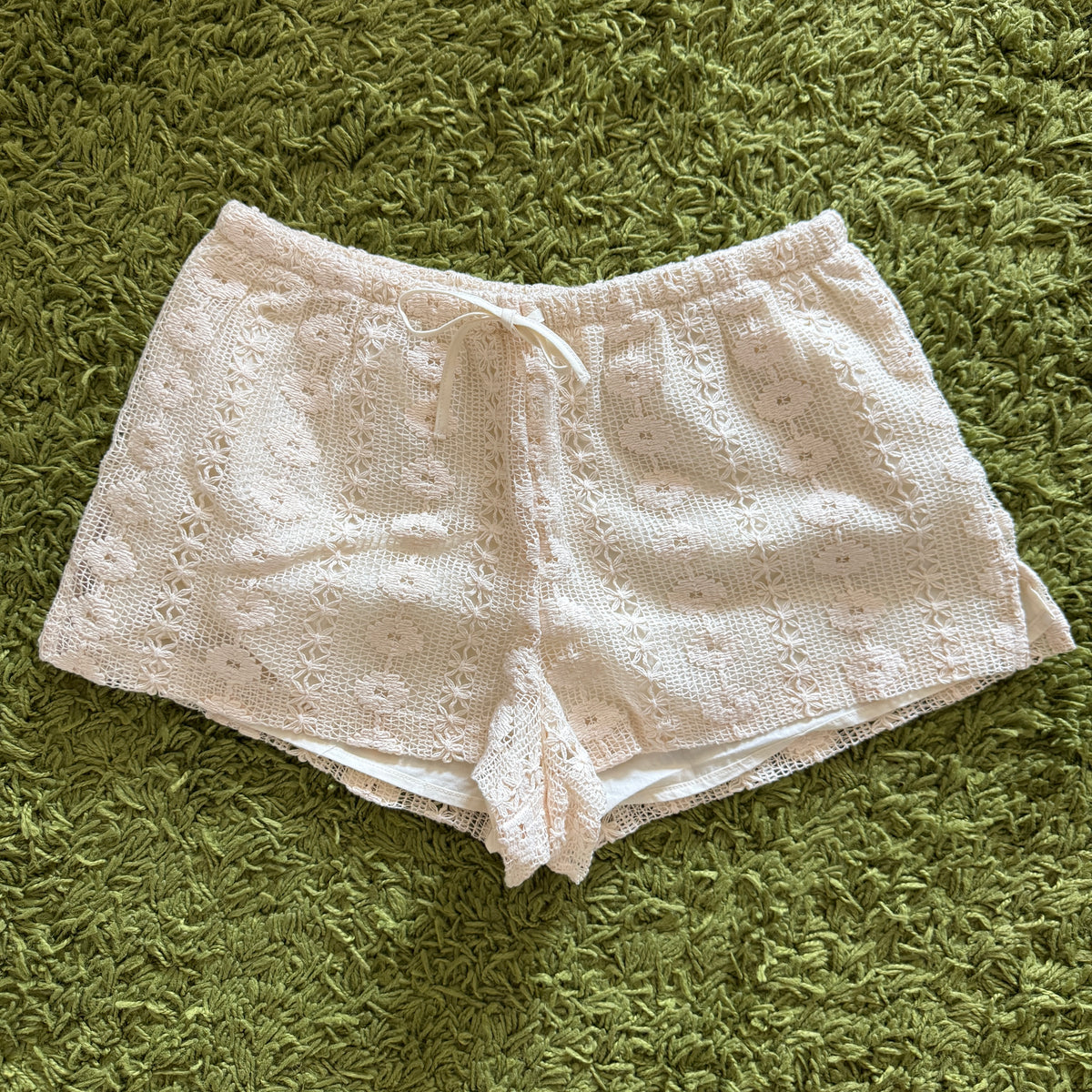 unique whimsical 90s y2k lace lounge shorts