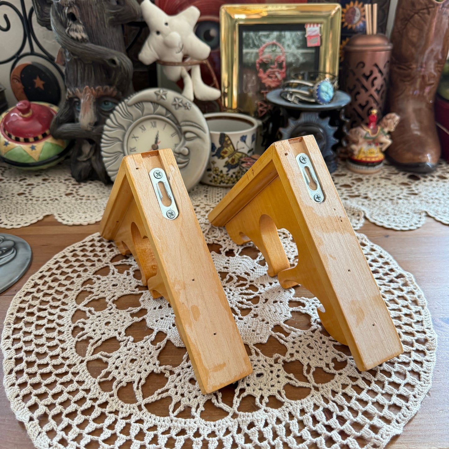 unique vintage whimsical heart wood shelf brackets