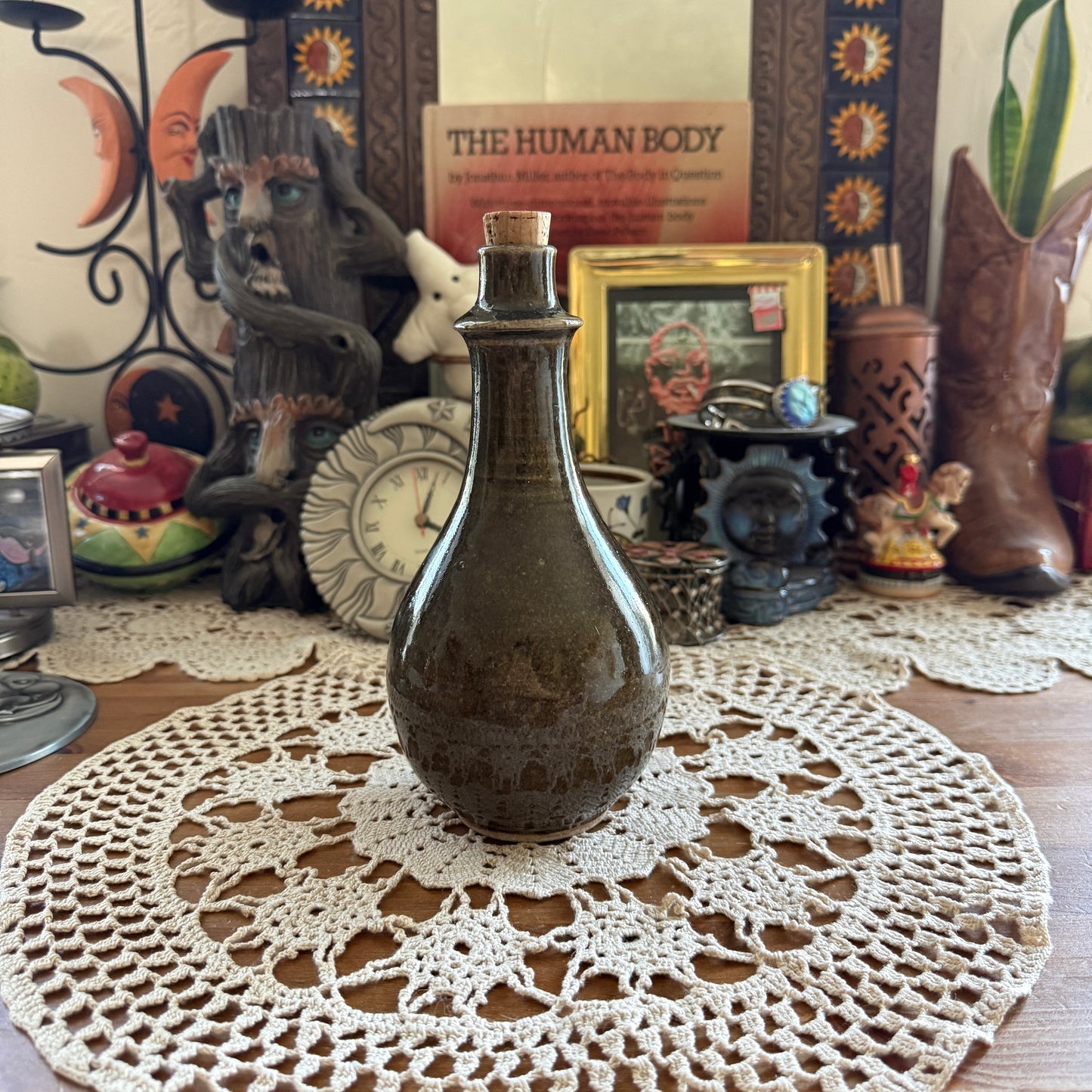 unique vintage whimsical folk art potion bottle
