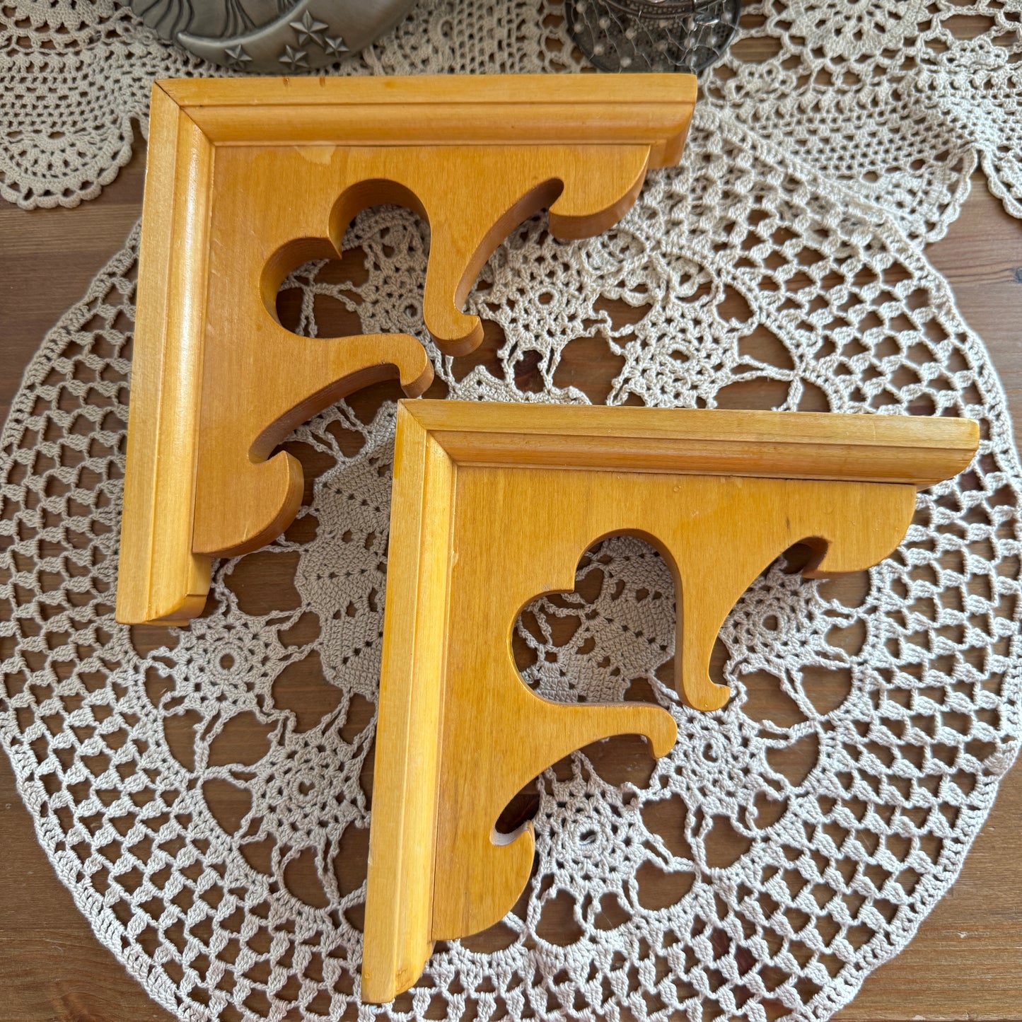 unique vintage whimsical heart wood shelf brackets