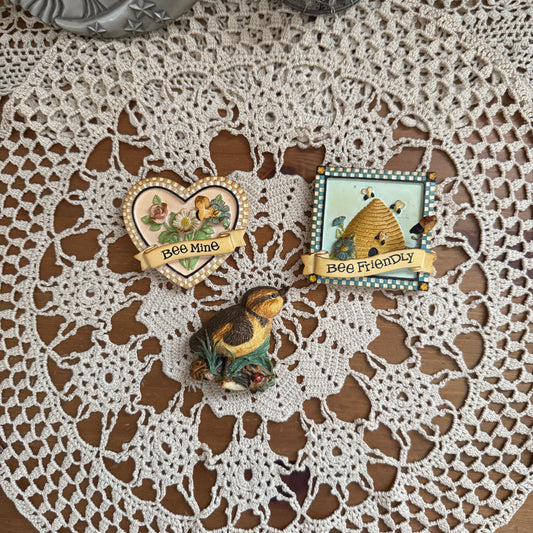 unique vintage whimsical folk art magnets (SET OF 3)