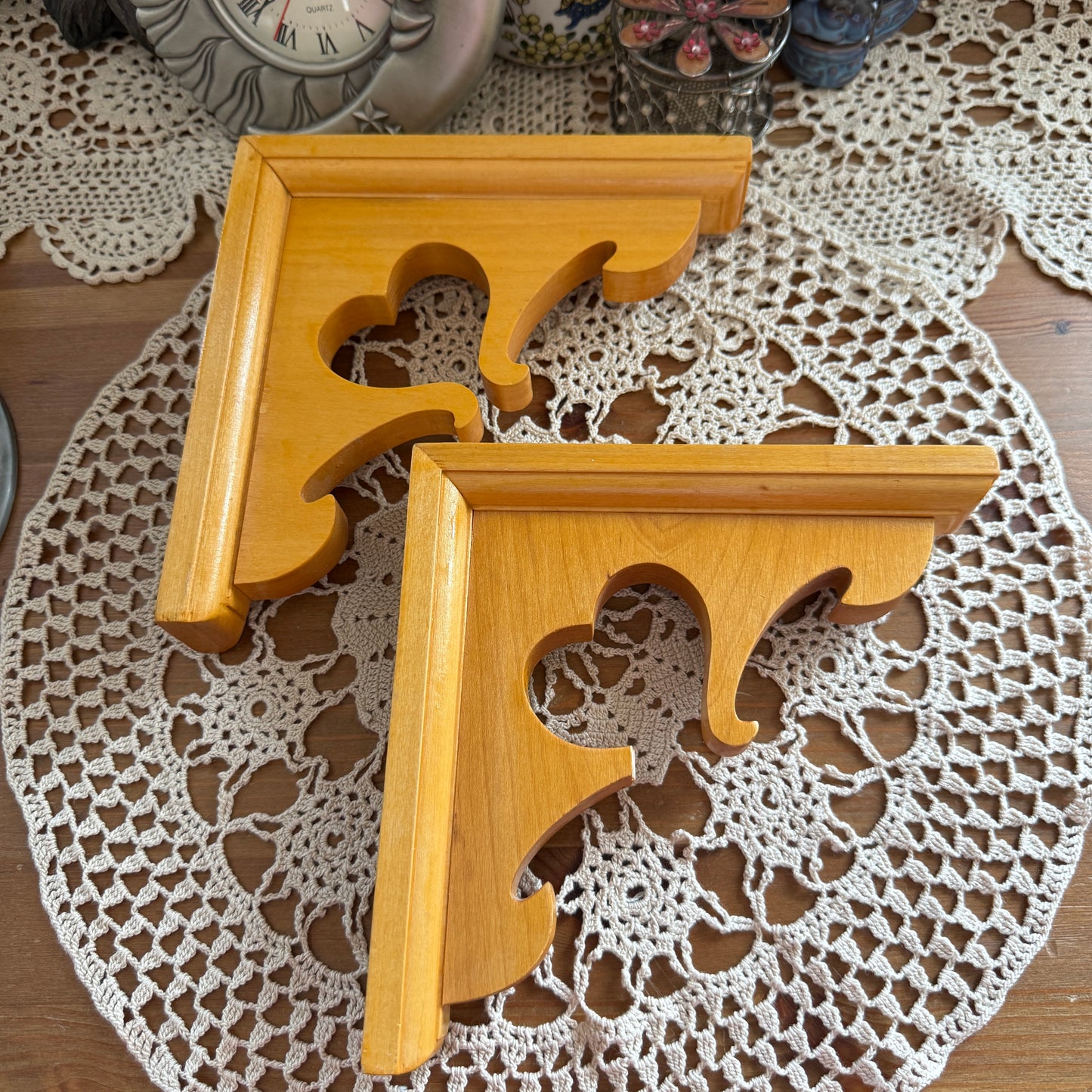 unique vintage whimsical heart wood shelf brackets