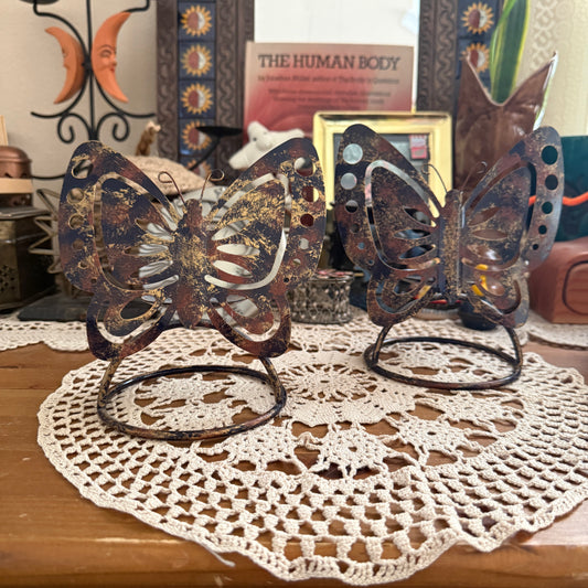 unique vintage whimsical butterfly candle holders (SET OF 2)