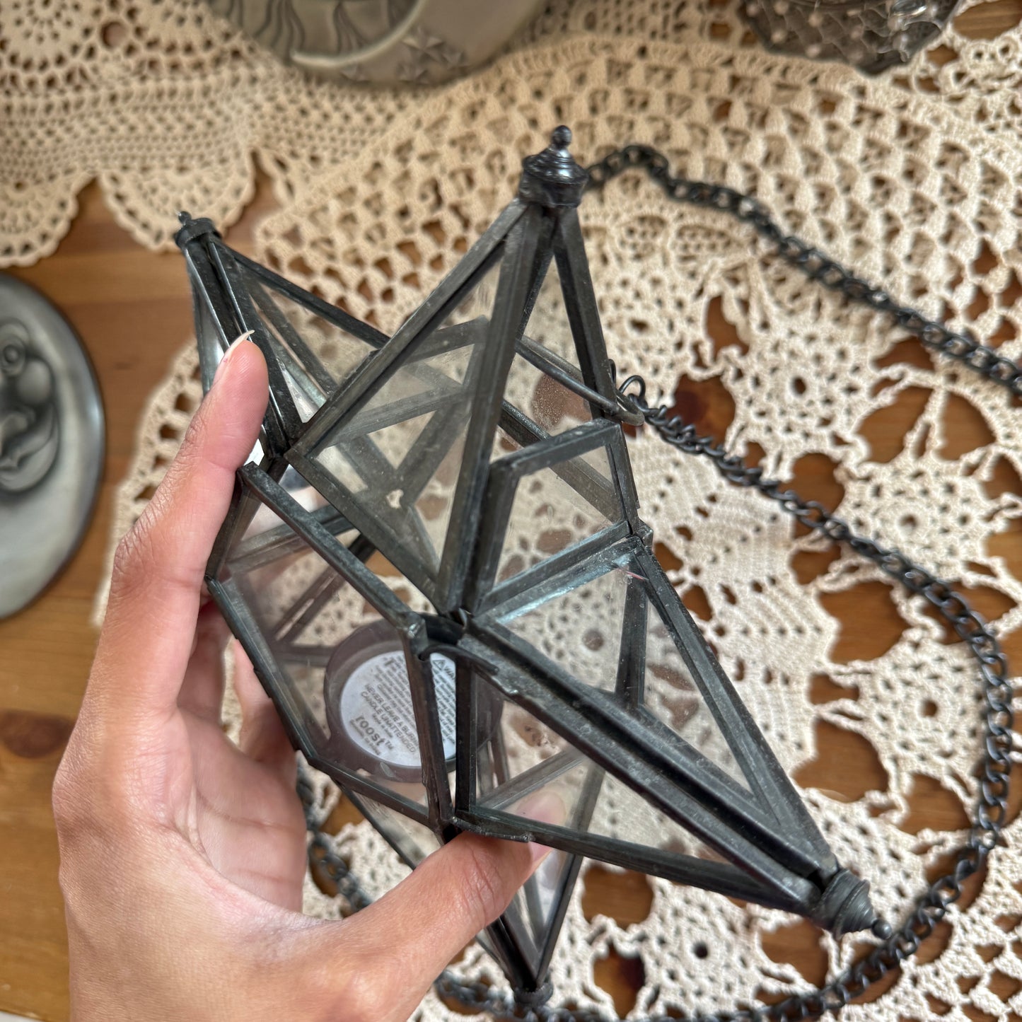 unique vintage whimsical celestial hanging lantern candle holder