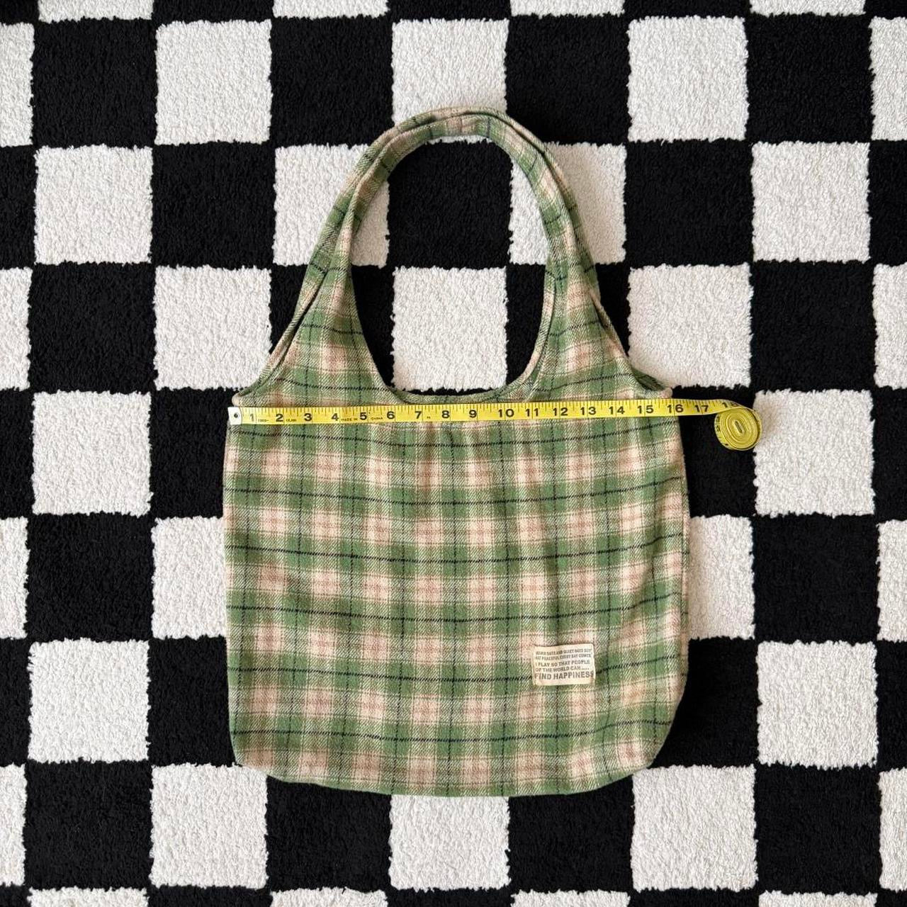 unique vintage whimsical gingham plaid tote bag