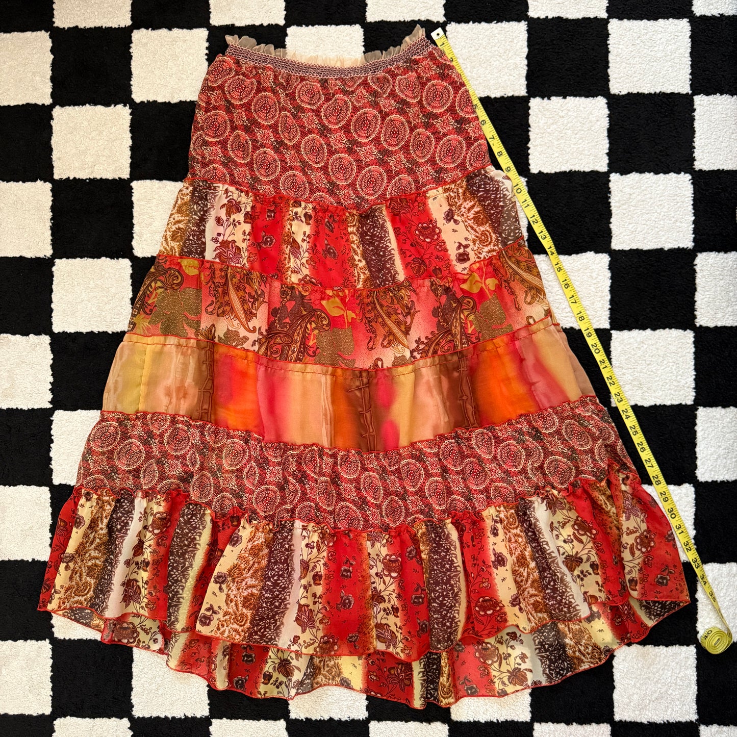 unique vintage whimsy 90s y2k KAKTUS tiered maxi skirt