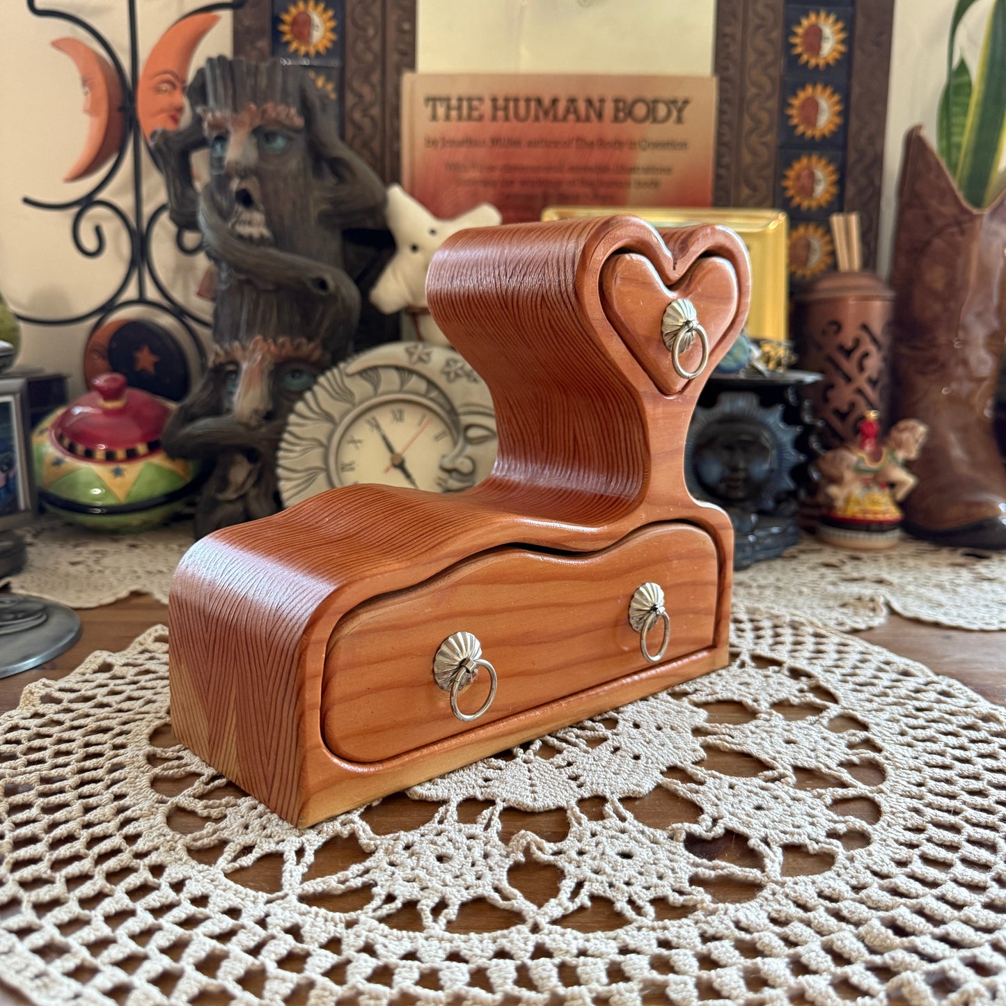 unique handmade vintage whimsical folk art trinket jewelry box