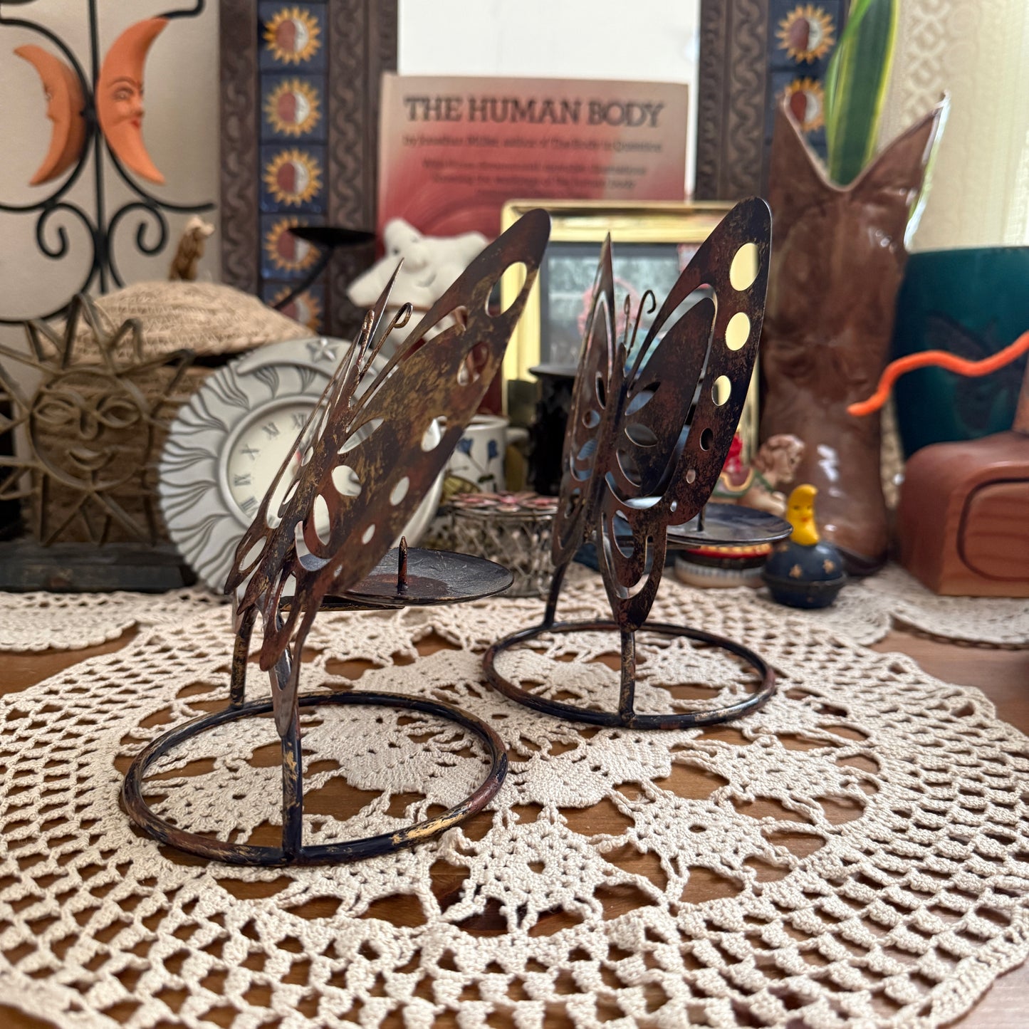 unique vintage whimsical butterfly candle holders (SET OF 2)