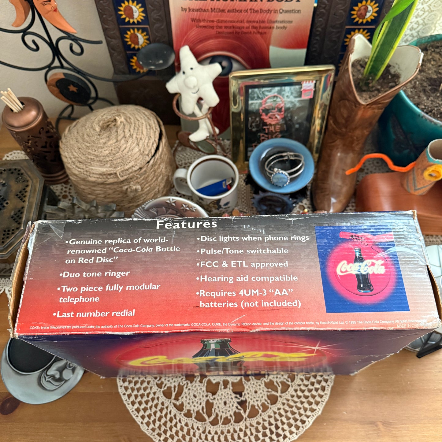 unique vintage whimsical 90s y2k COCA COLA disc phone collectable wall decor