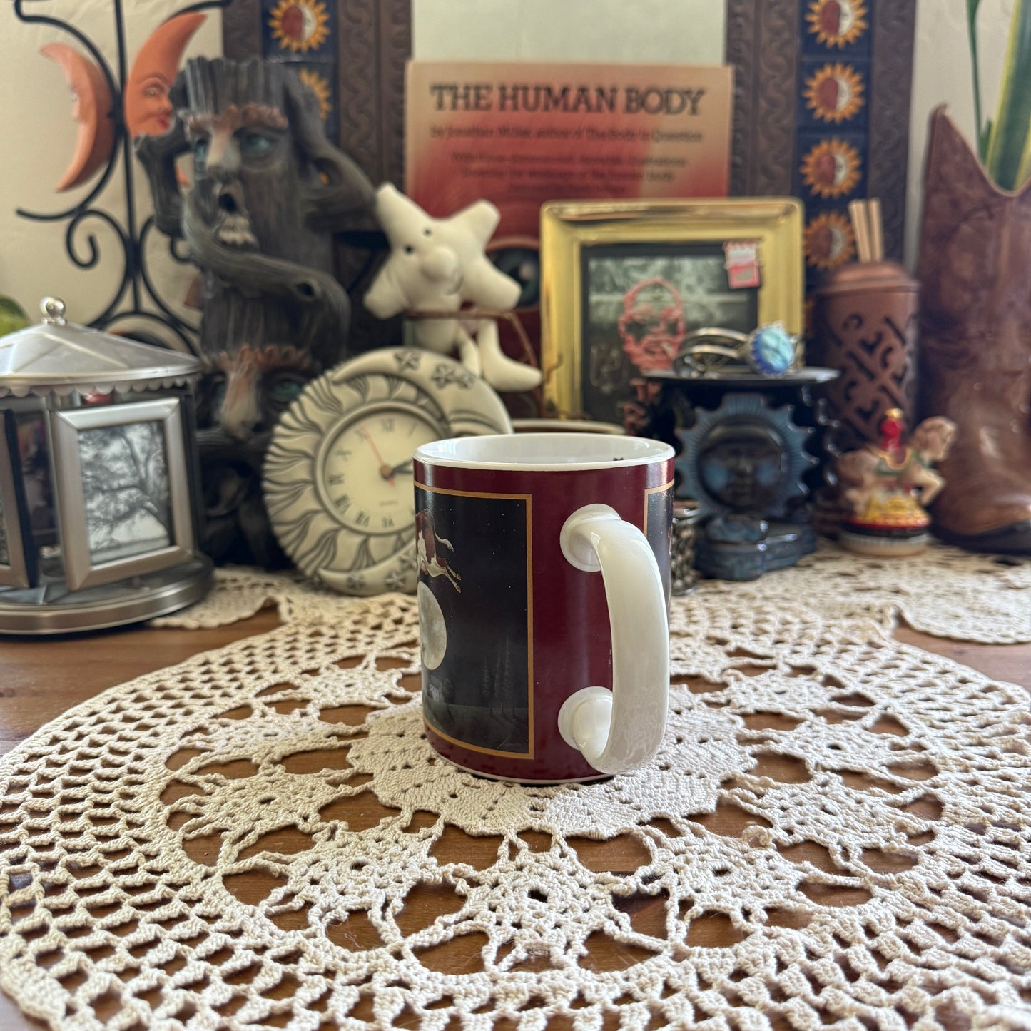 unique vintage whimsical cow moon mug