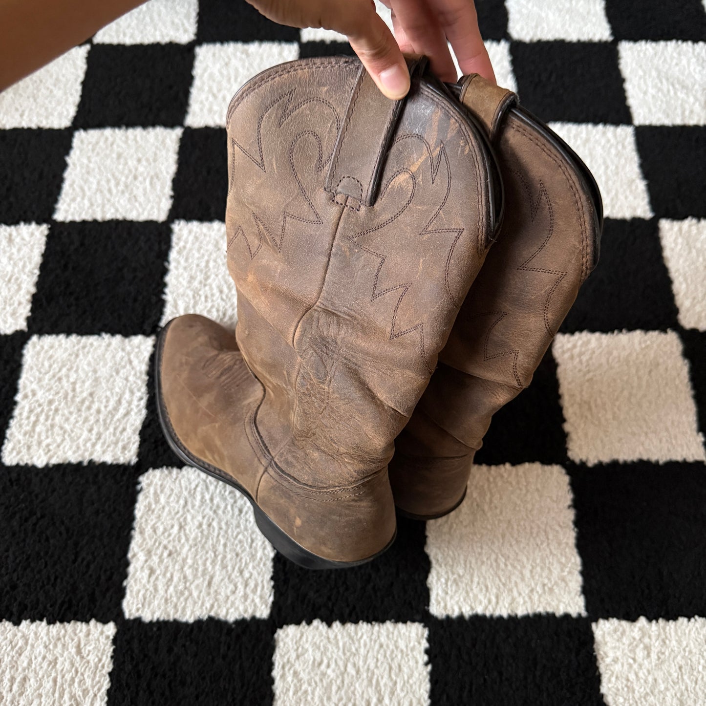 whimsy 90s y2k leather cowgirl boots