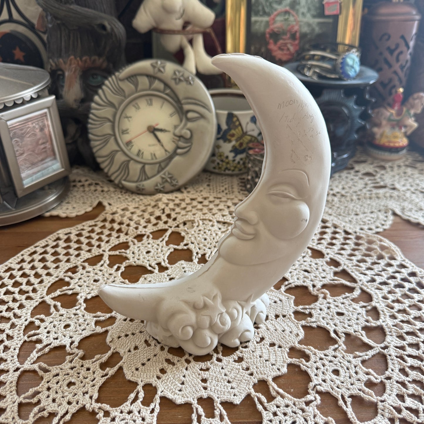 unique handmade vintage whimsical celestial moon sculpture collectable