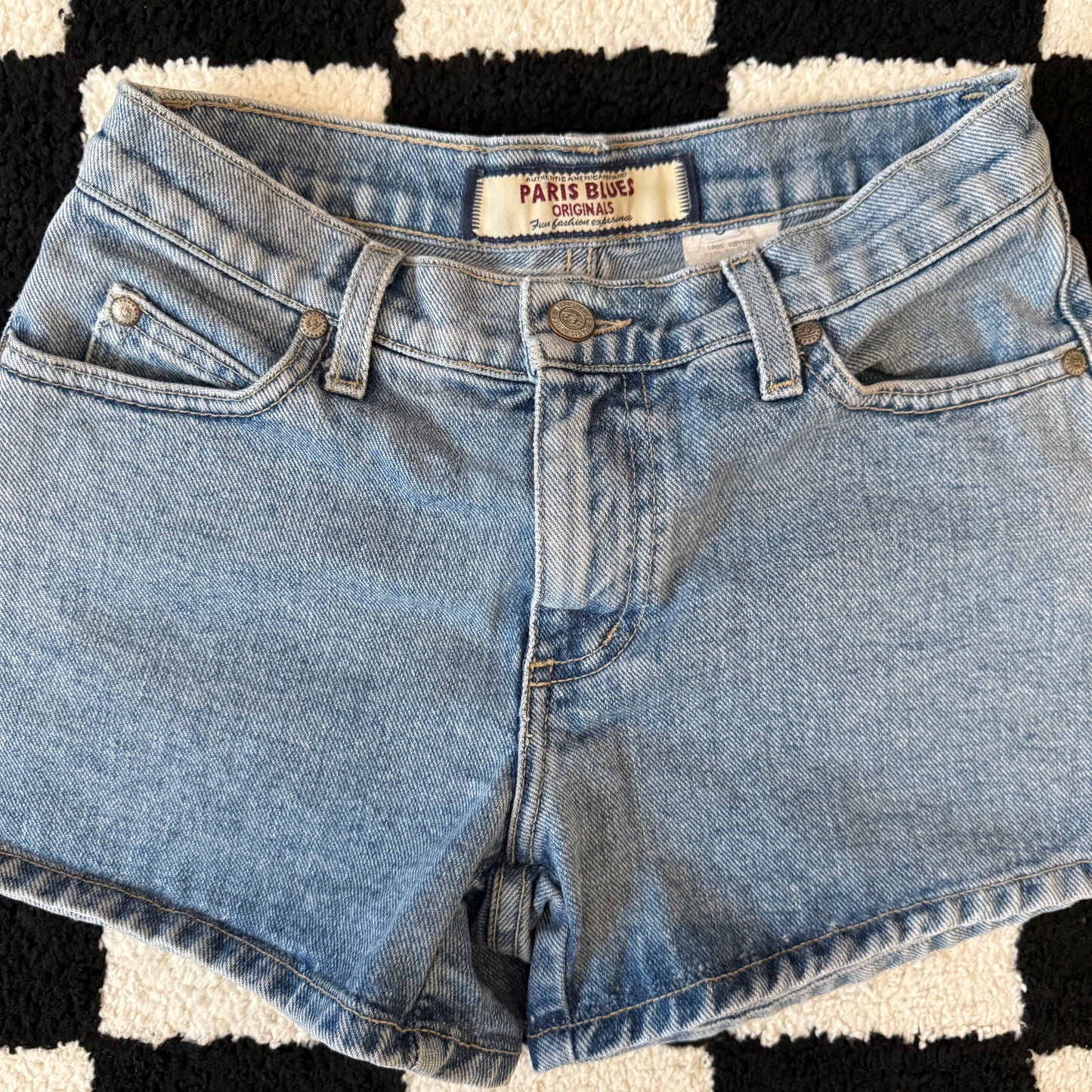 unique vintage whimsy 90s y2k PARIS BLUES denim shorts