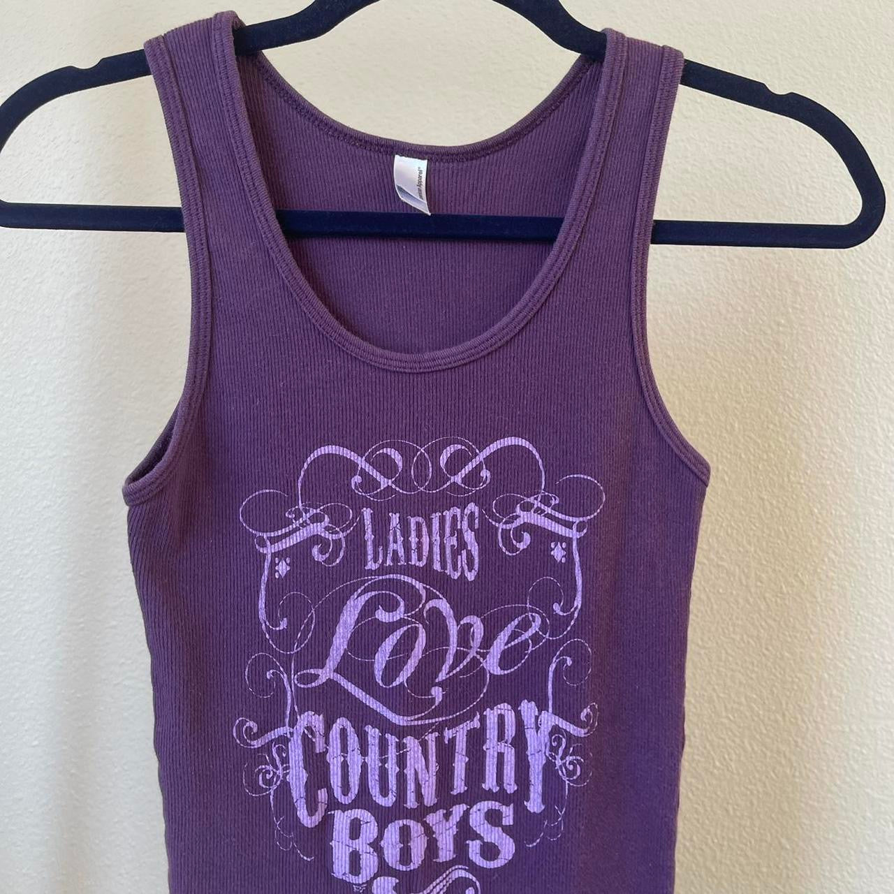 ribbed “ladies love country boys” graphic tank top