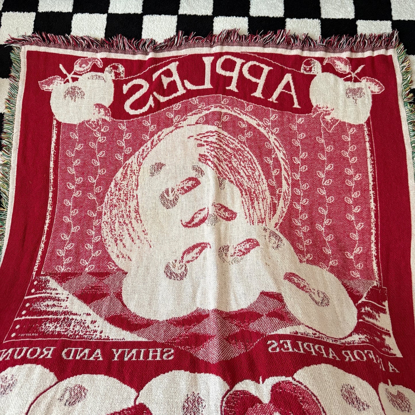unique handmade vintage whimsy 90s y2k knit tapestry blanket