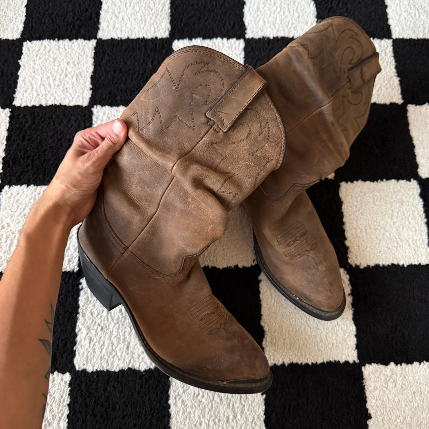 whimsy 90s y2k leather cowgirl boots