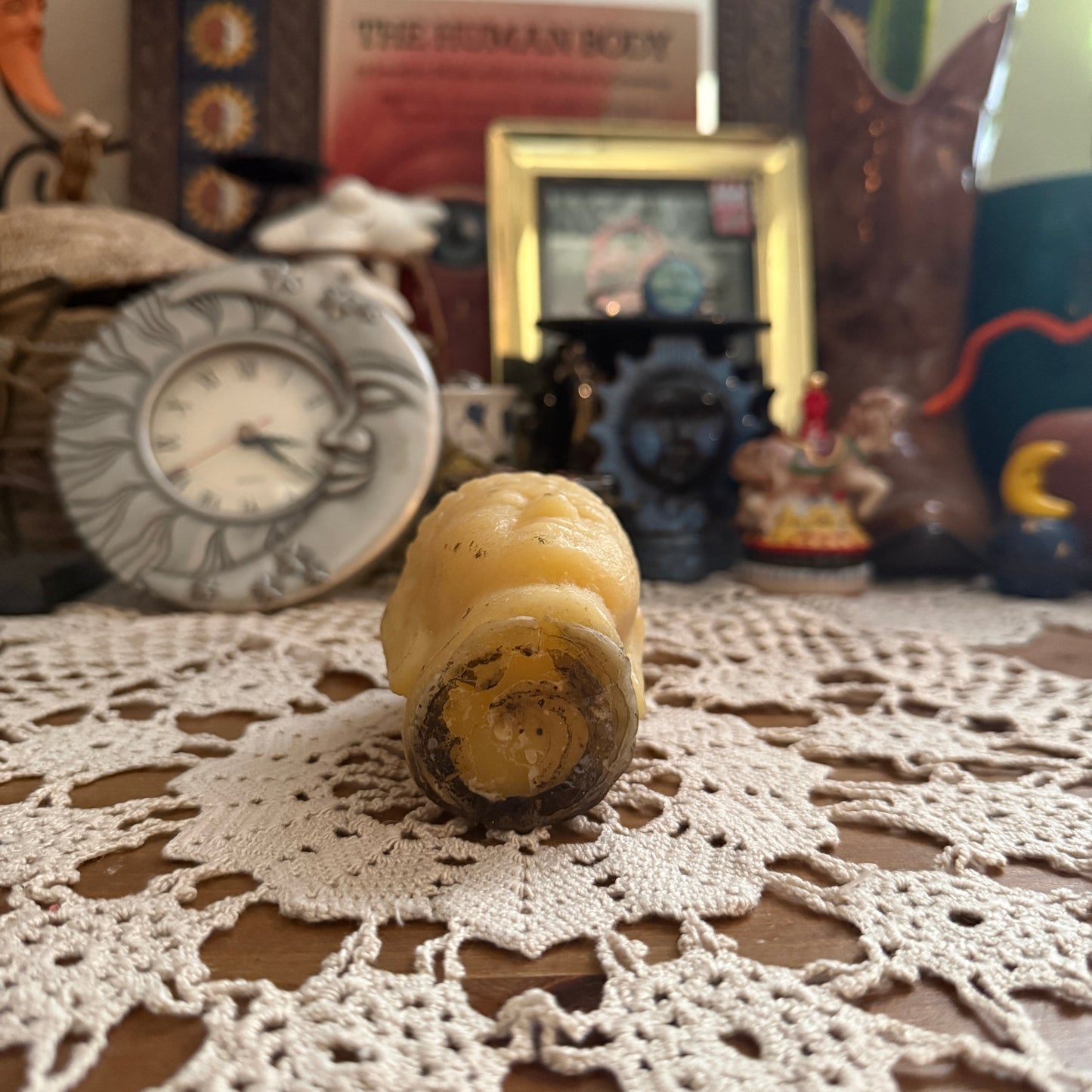 unique vintage whimsical folk art candle