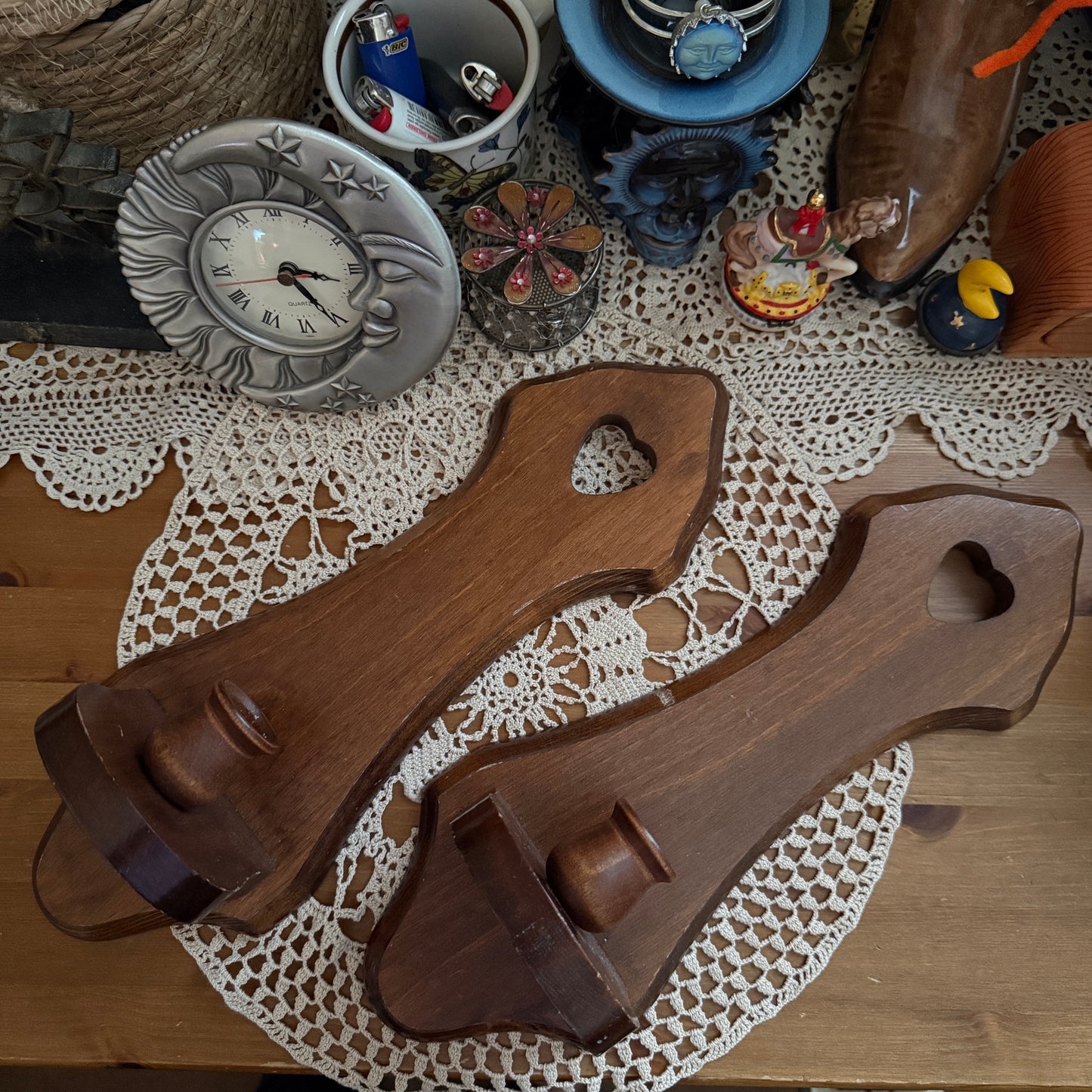 unique vintage whimsical wooden wall sconce candle holders (SET OF 2)