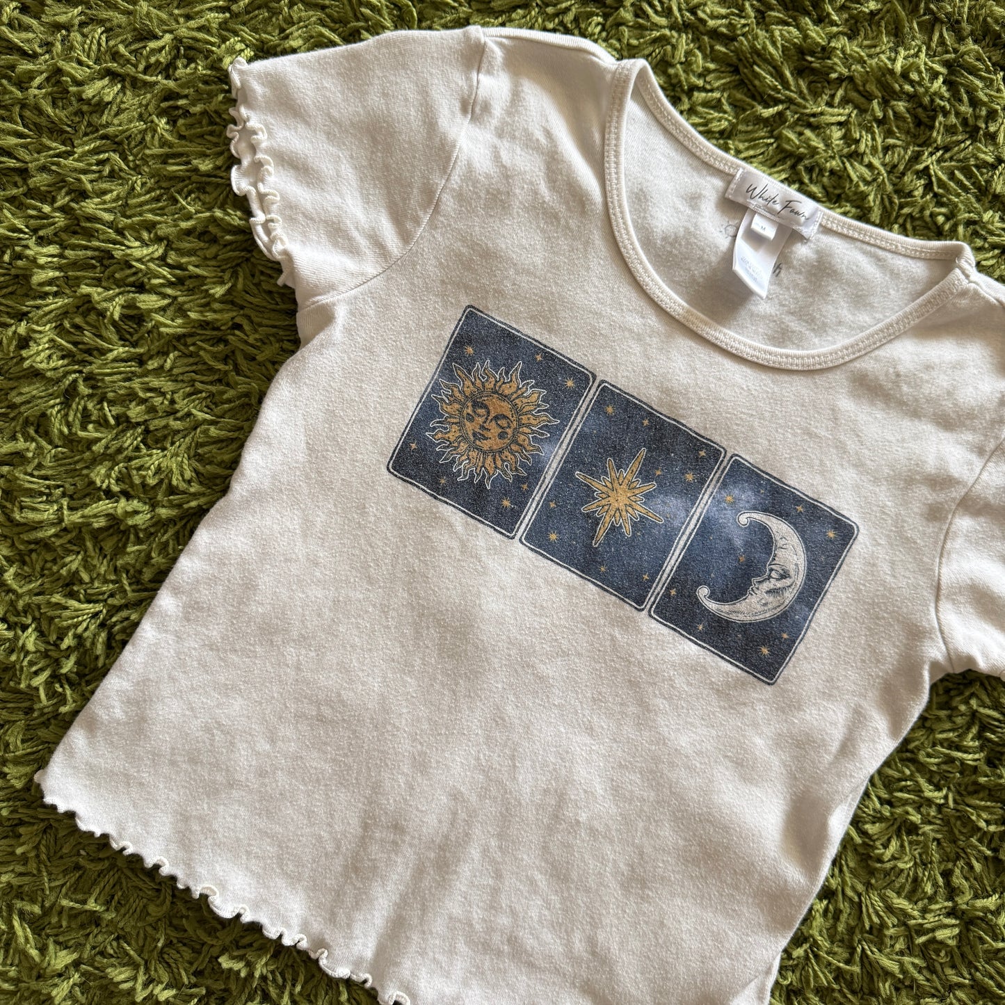 unique vintage whimsical 90s y2k celestial graphic baby tee