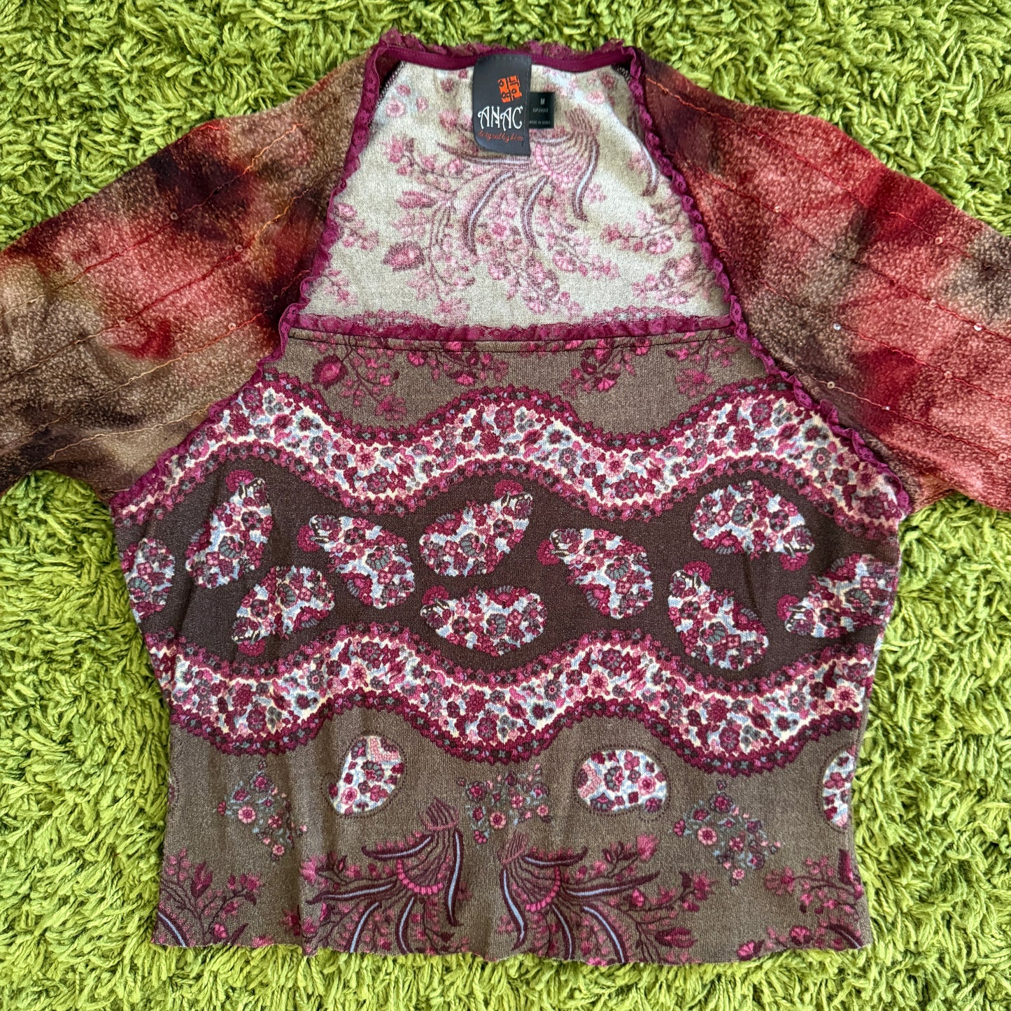 unique vintage whimsy 90s y2k ANAC knit sleeved top