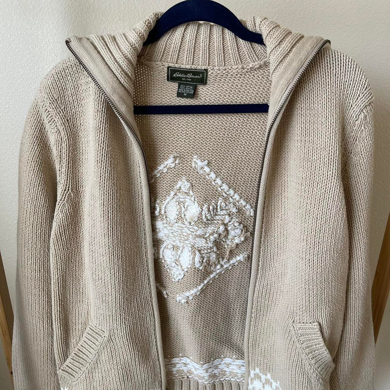 eddie bauer double zip knit sweater