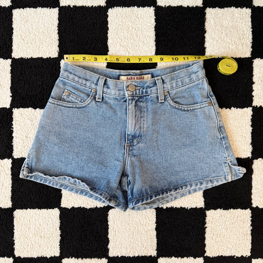 unique vintage whimsy 90s y2k PARIS BLUES denim shorts