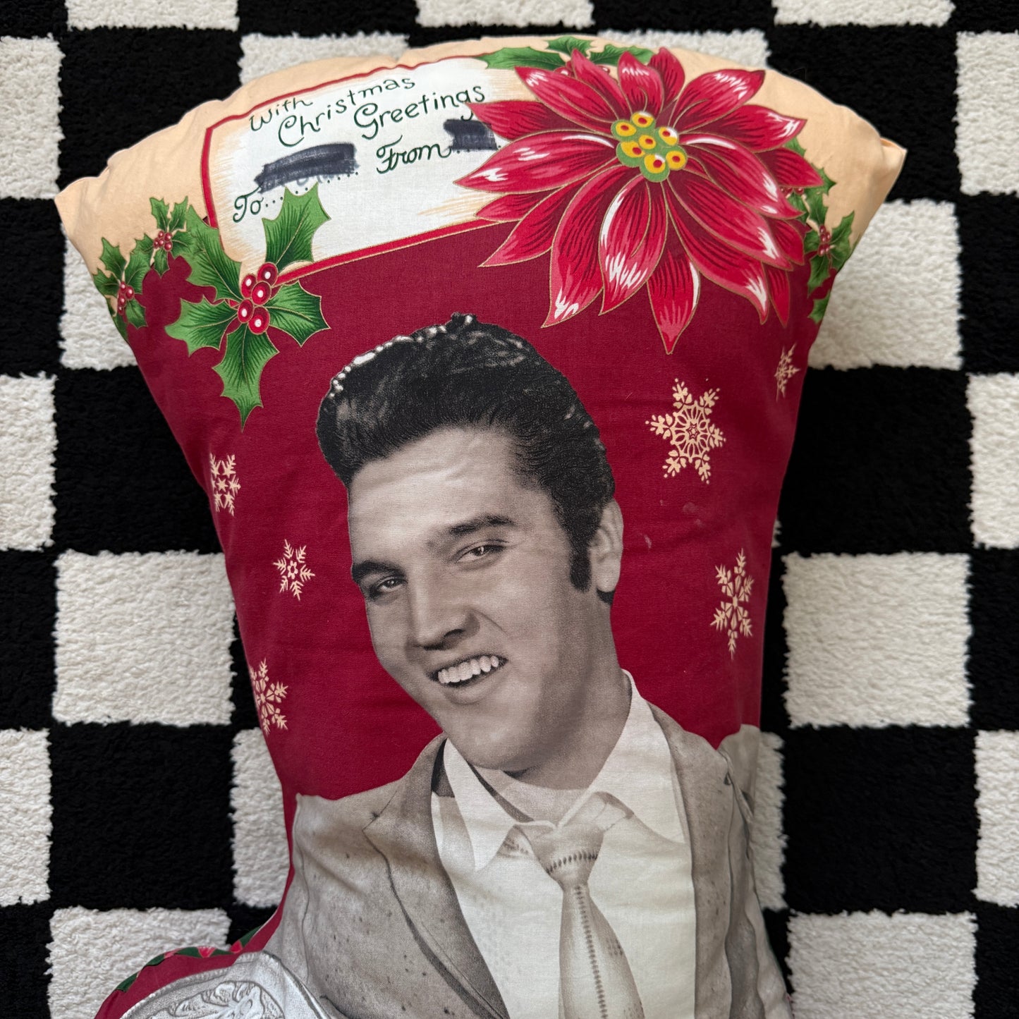 unique handmade vintage whimsical ELVIS PRESLEY throw pillow collectable