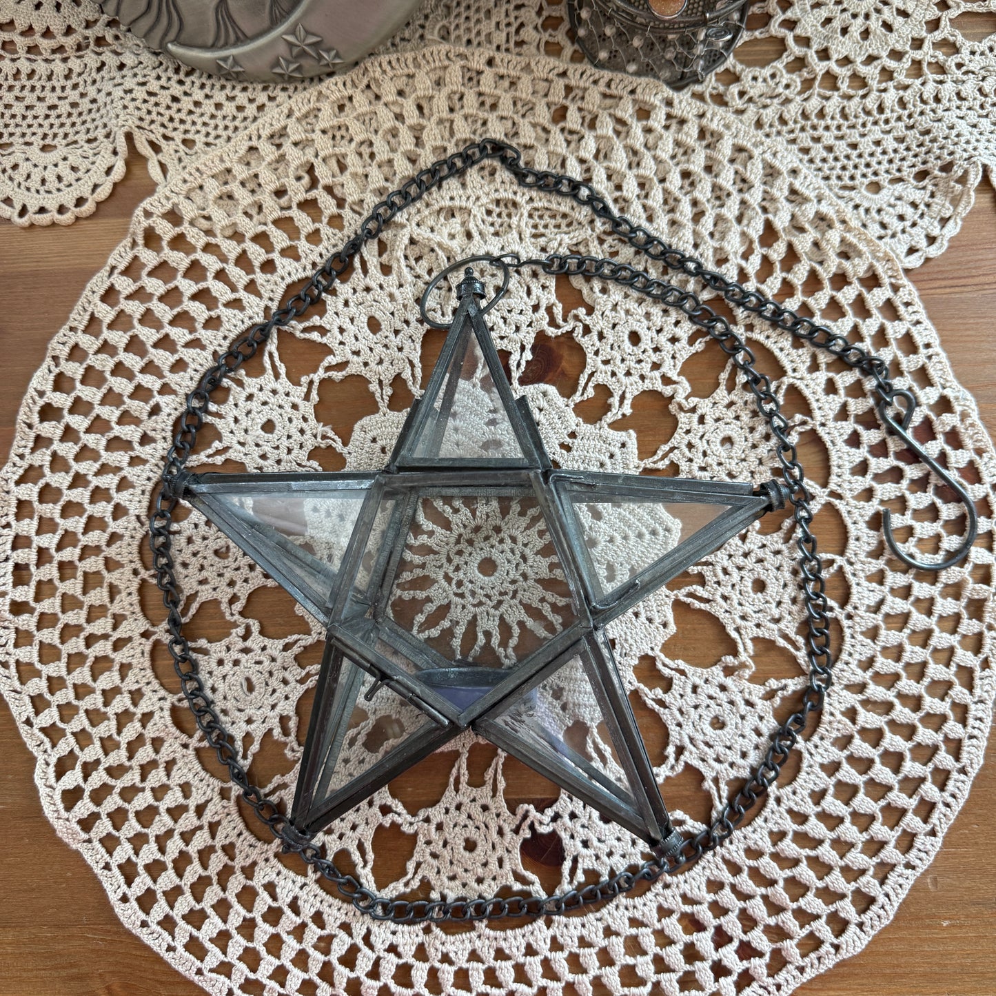 unique vintage whimsical celestial hanging lantern candle holder