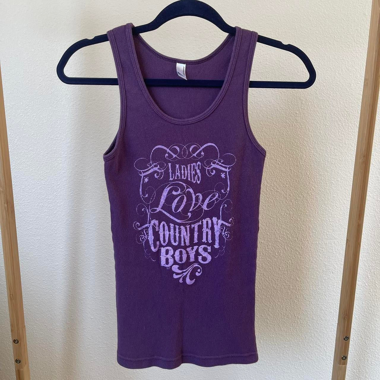 ribbed “ladies love country boys” graphic tank top