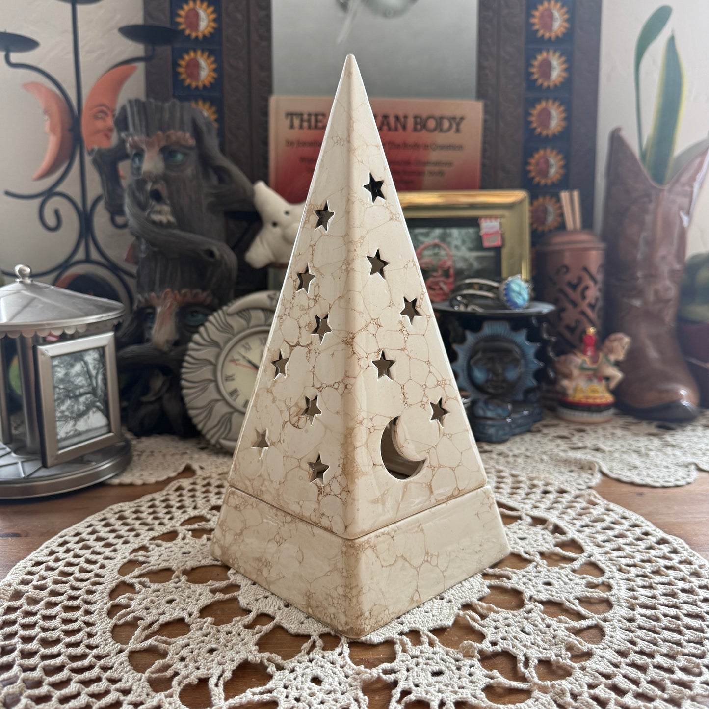 unique vintage whimsical celestial moon stars candle holder