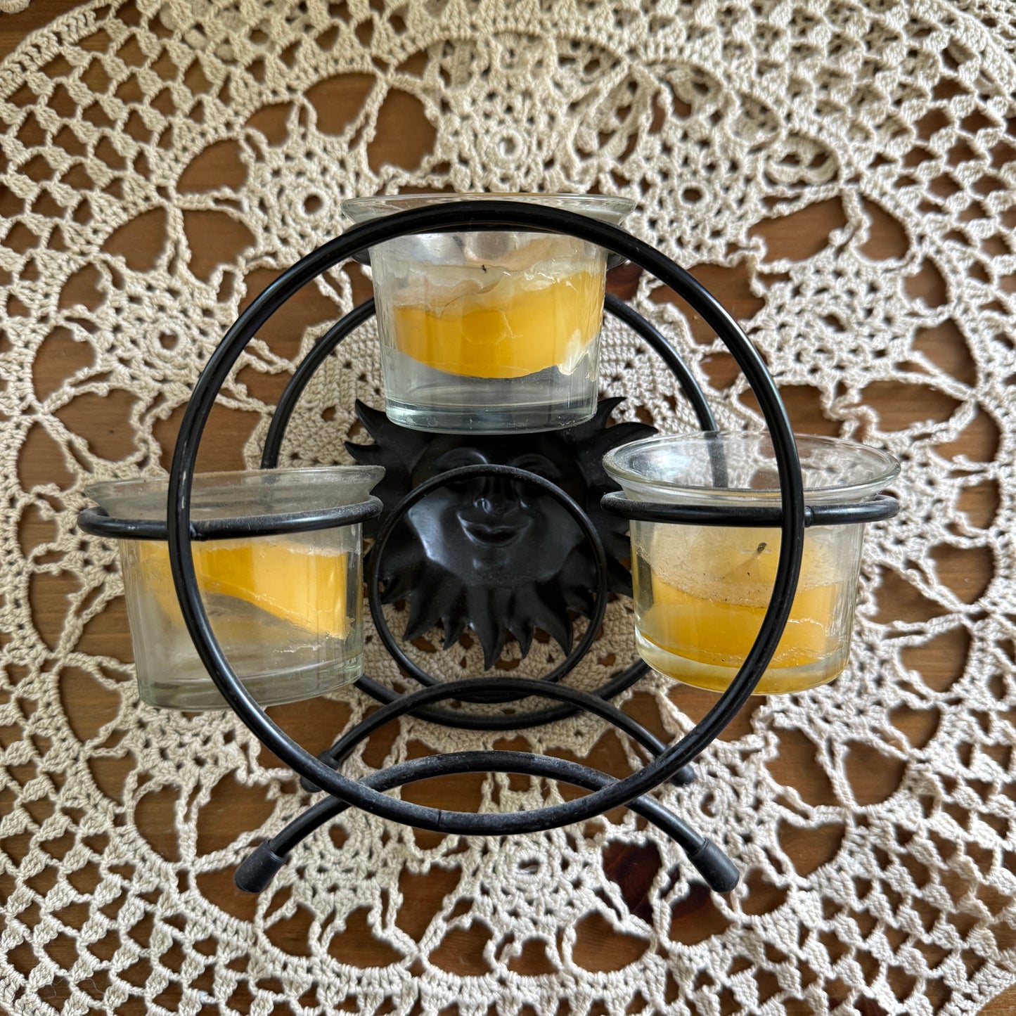 unique vintage whimsical celestial sun candle holder