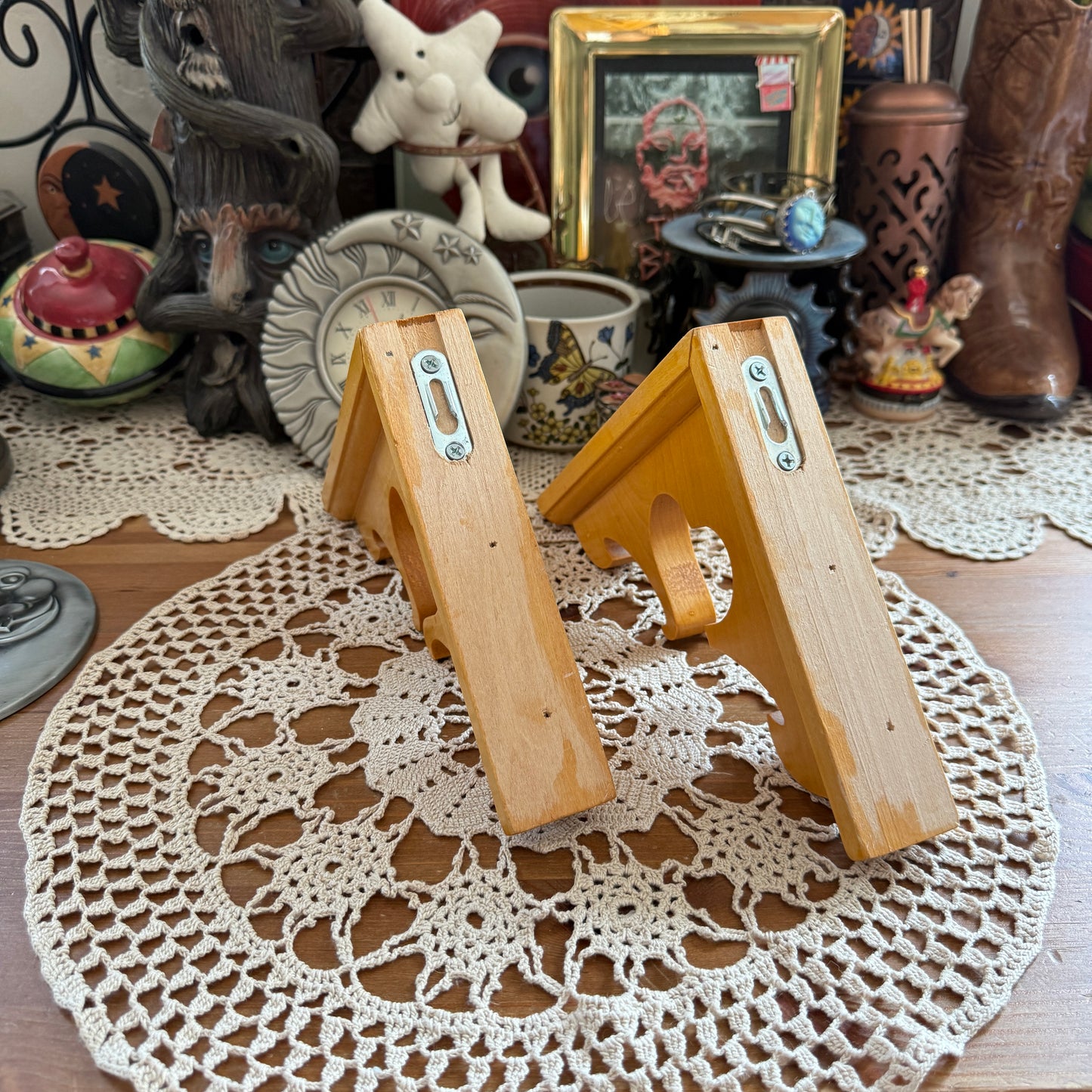 unique vintage whimsical heart wood shelf brackets