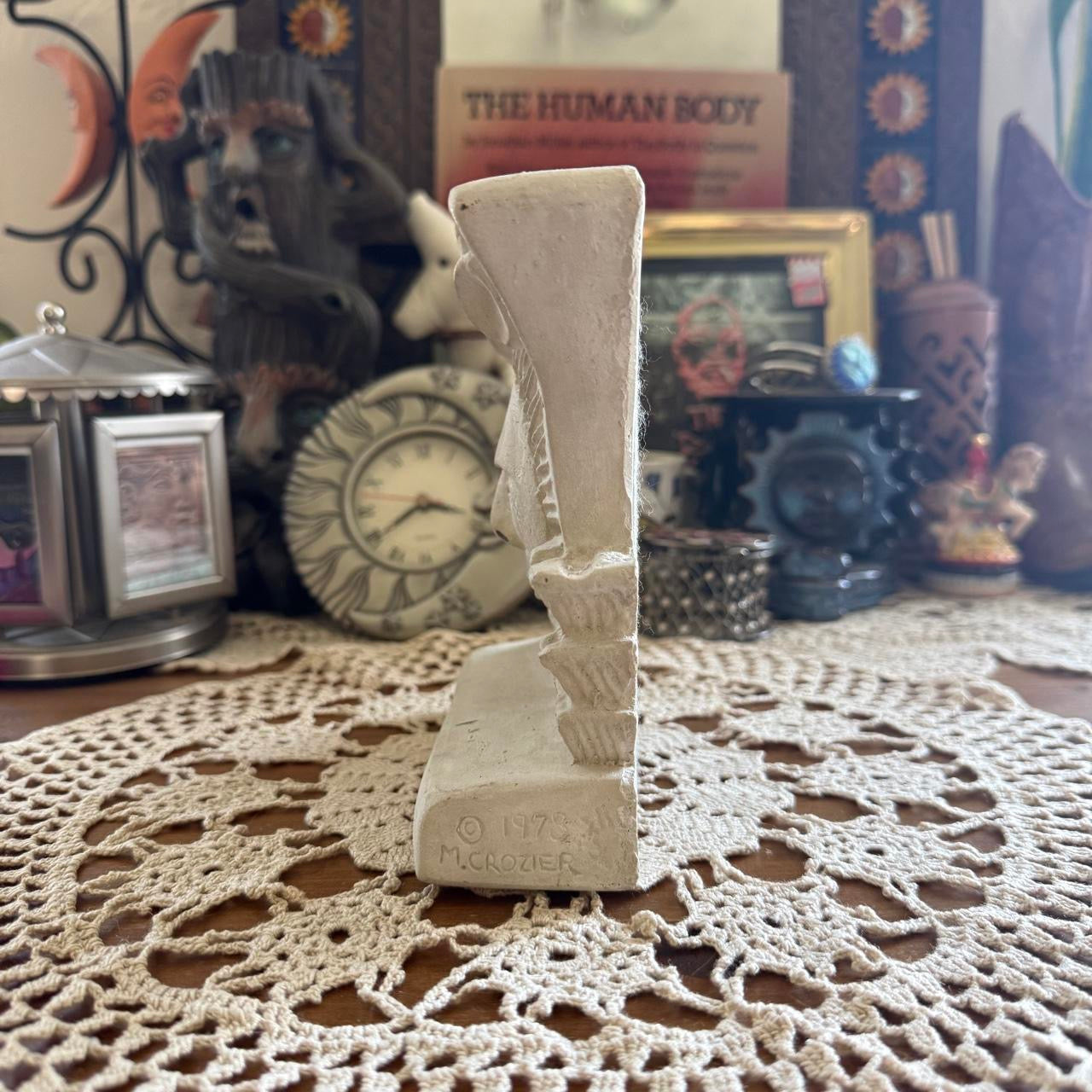 unique handmade vintage whimsical celestial sun bookend collectable
