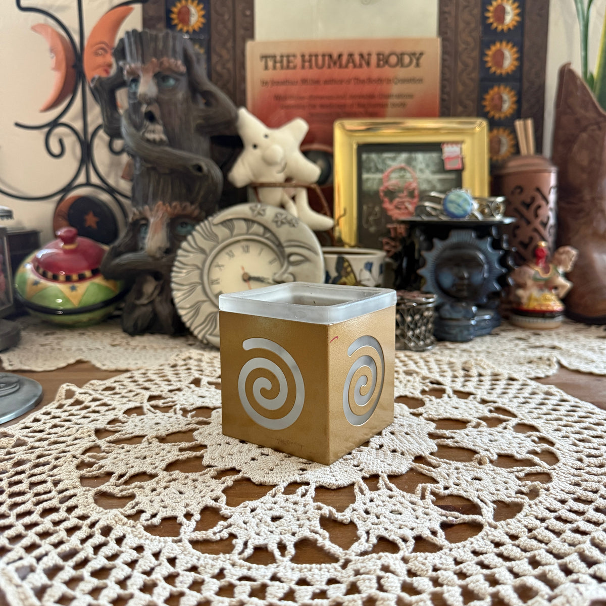 unique vintage whimsical celestial spiral candle holder