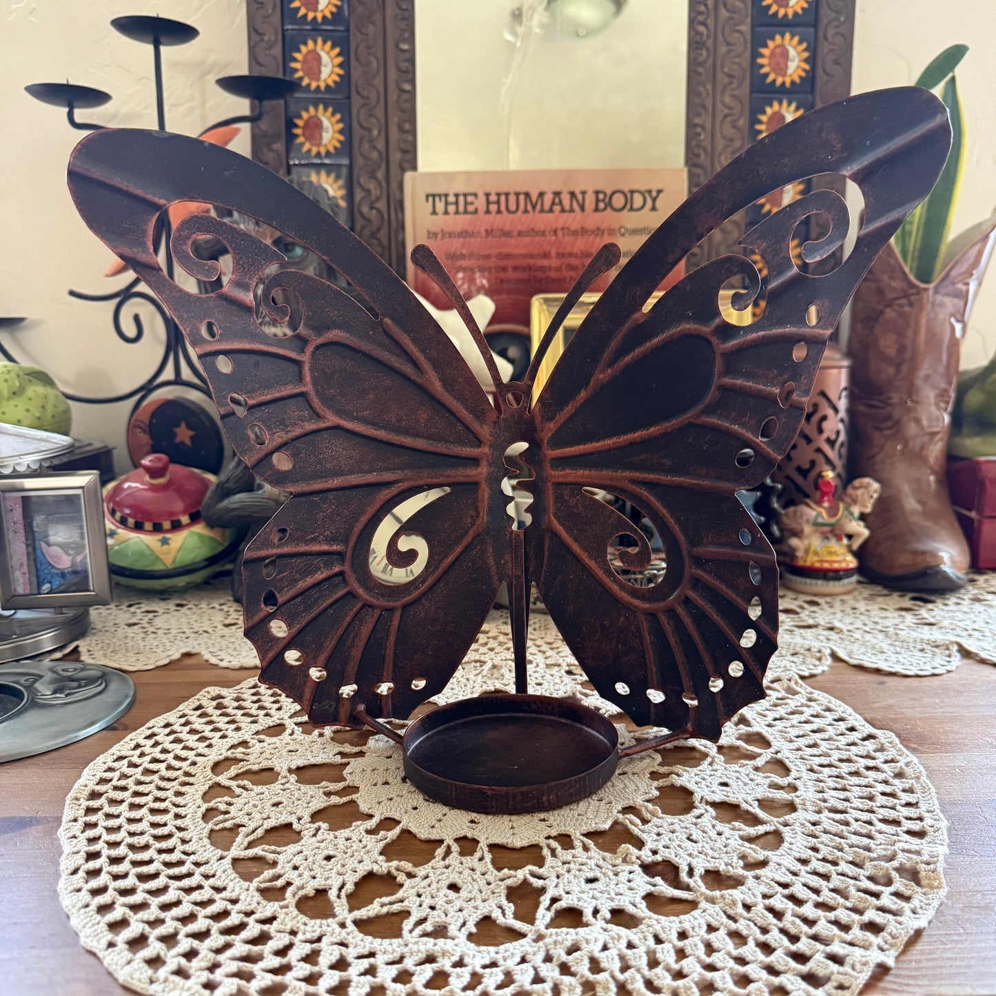 unique vintage whimsical butterfly candle holder