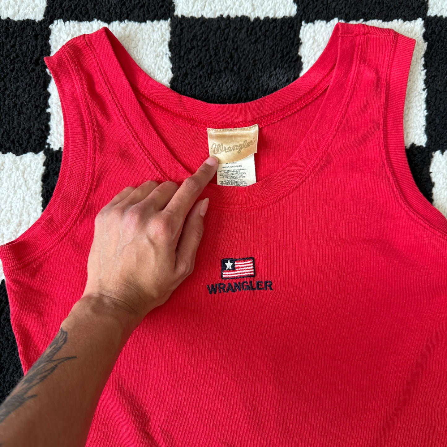 unique vintage whimsy 90s y2k WRANGLER embroidered tank top