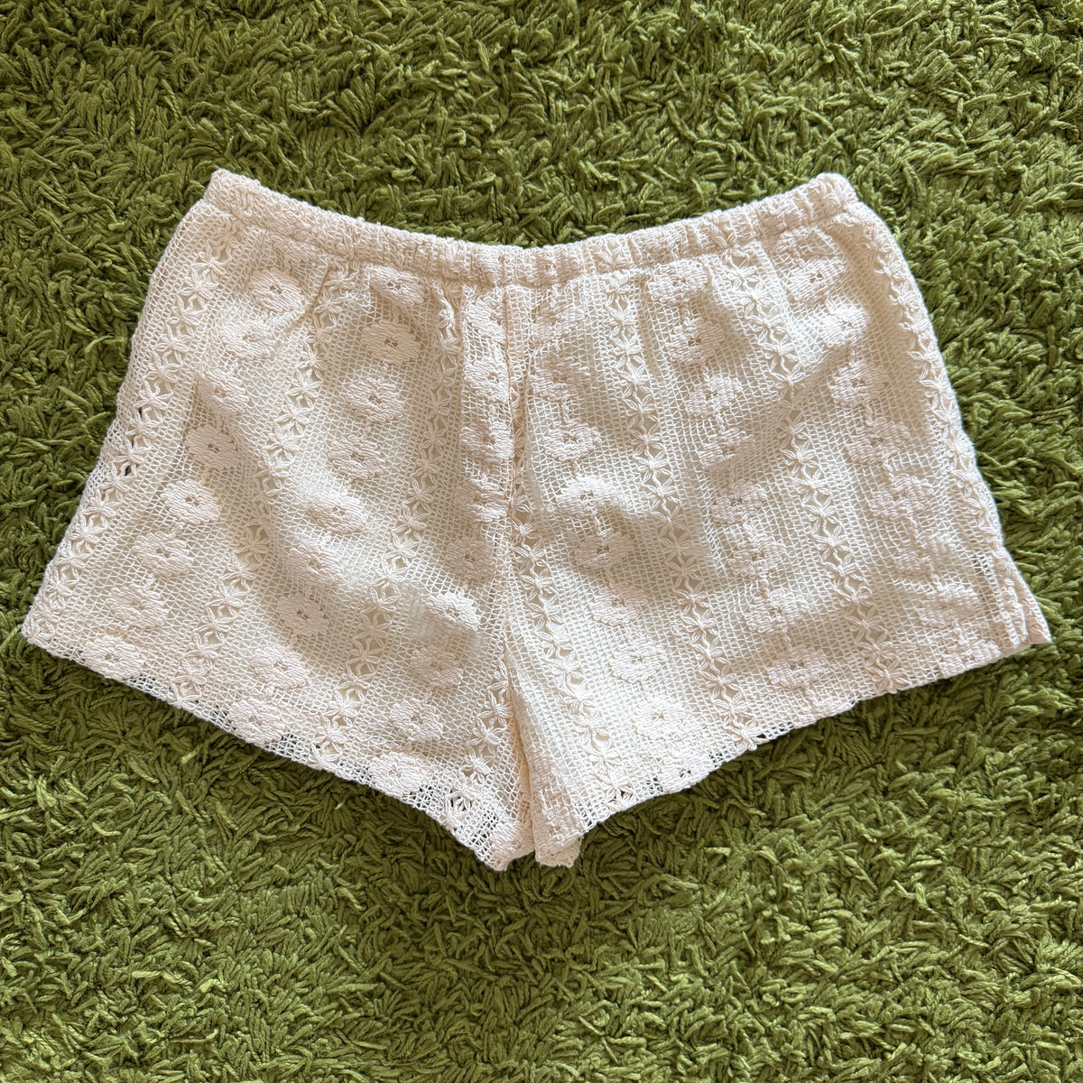 unique whimsical 90s y2k lace lounge shorts