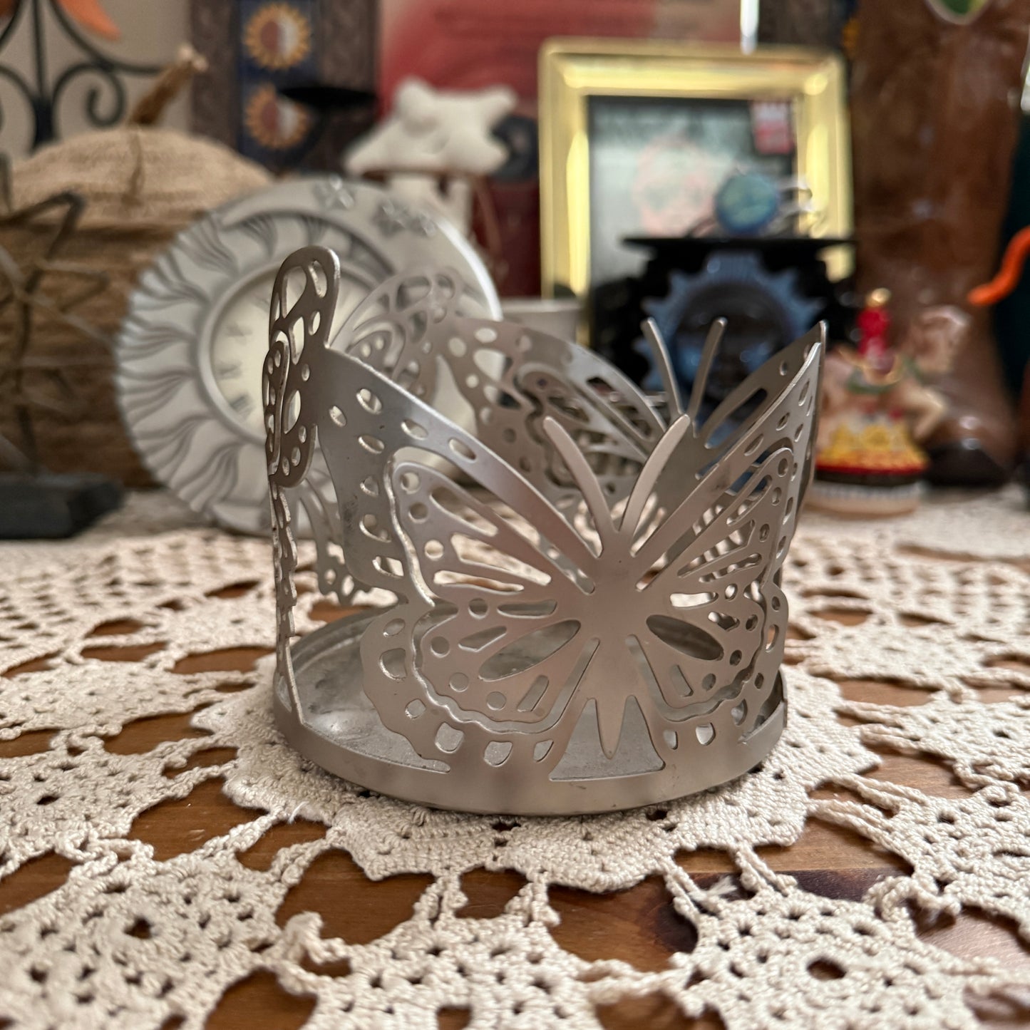 unique vintage whimsical butterfly candle holder