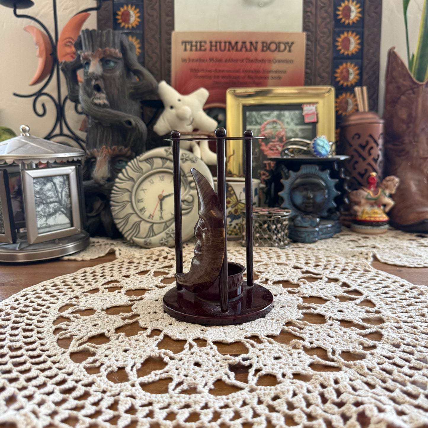unique vintage whimsical celestial moon candle holder