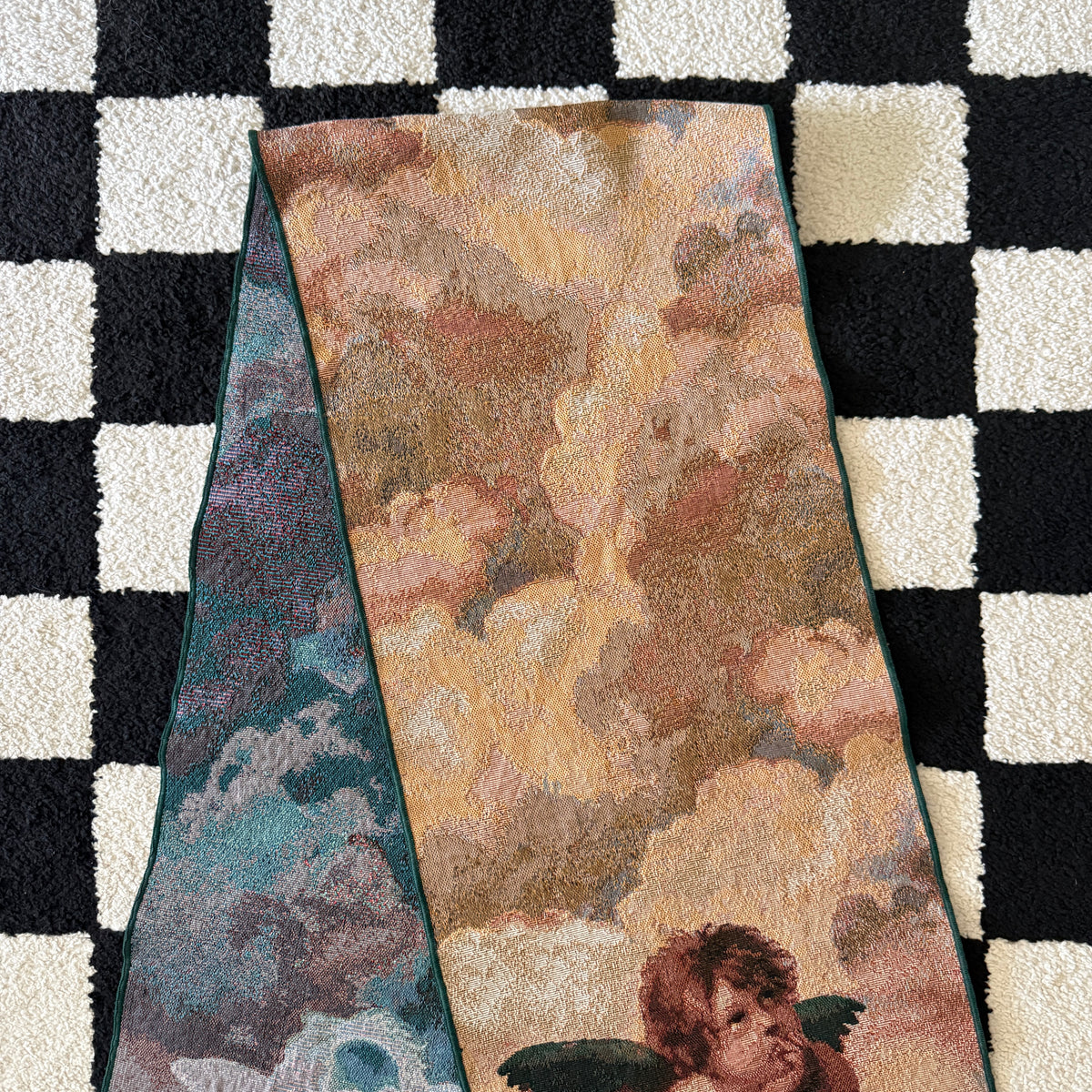 unique vintage whimsical cherub tapestry table runner