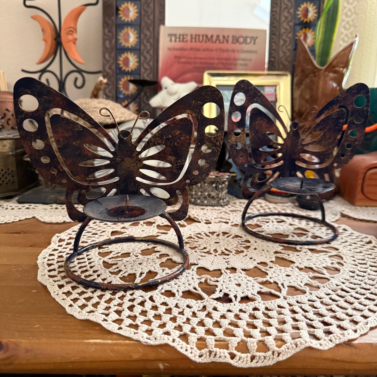 unique vintage whimsical butterfly candle holders (SET OF 2)
