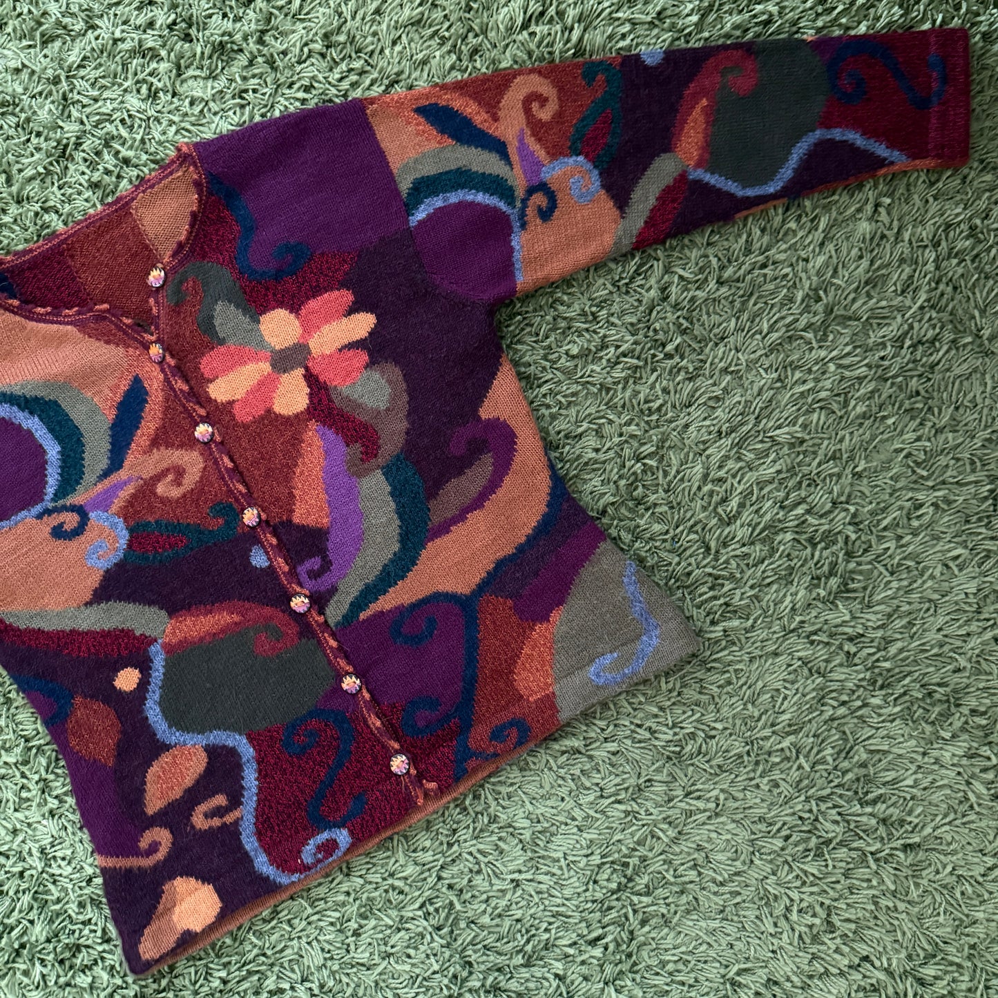 unique vintage whimsical 90s y2k knit cardigan sweater