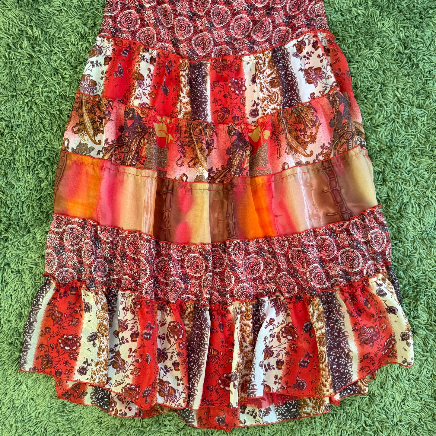 unique vintage whimsy 90s y2k KAKTUS tiered maxi skirt