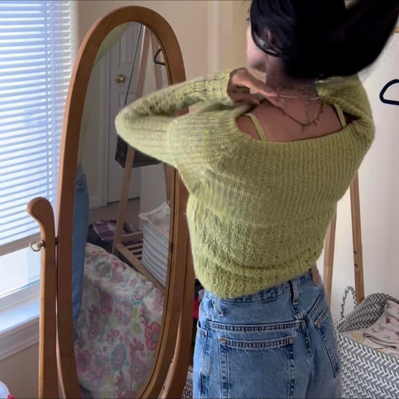 y2k off shoulder knit top