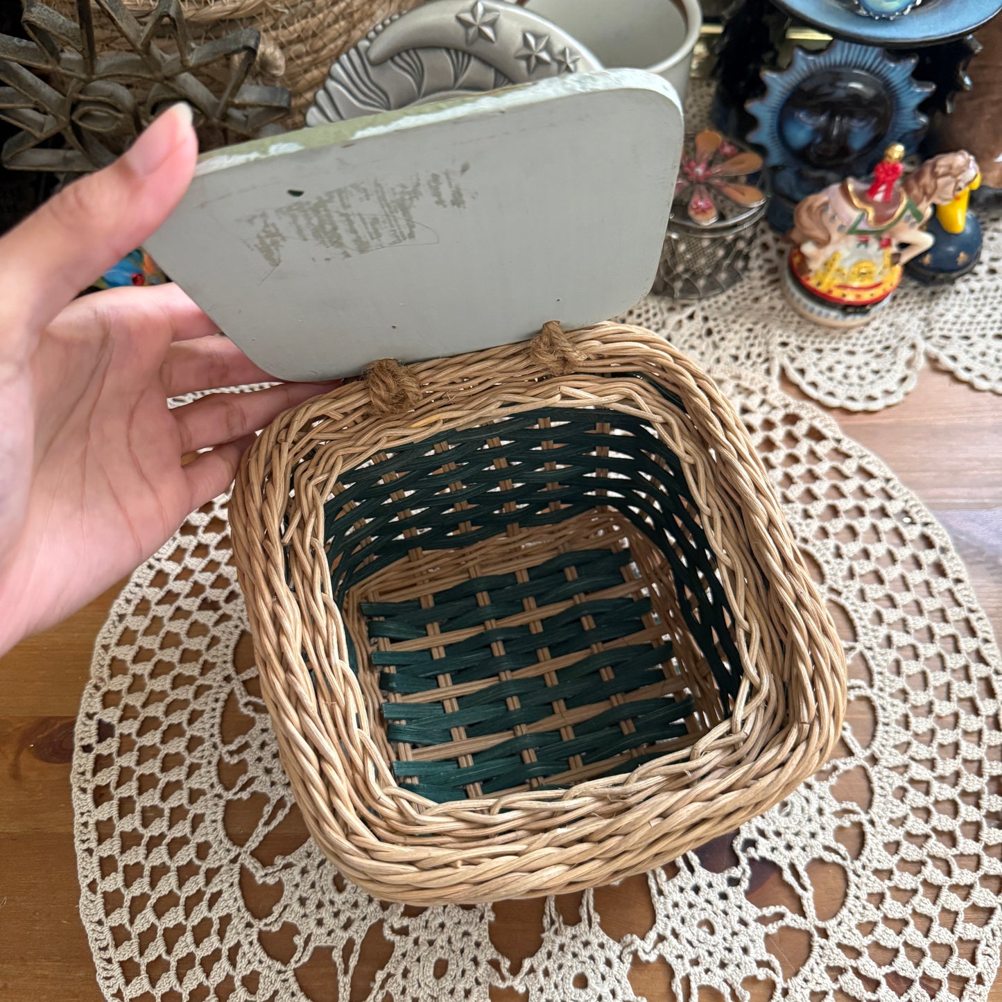unique vintage whimsical wicker basket
