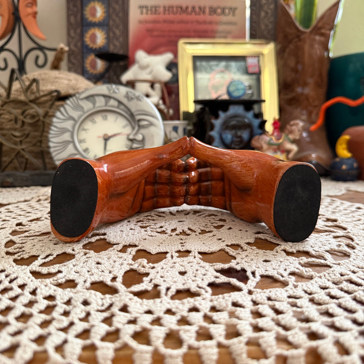 whimsical wood hand figurine collectable