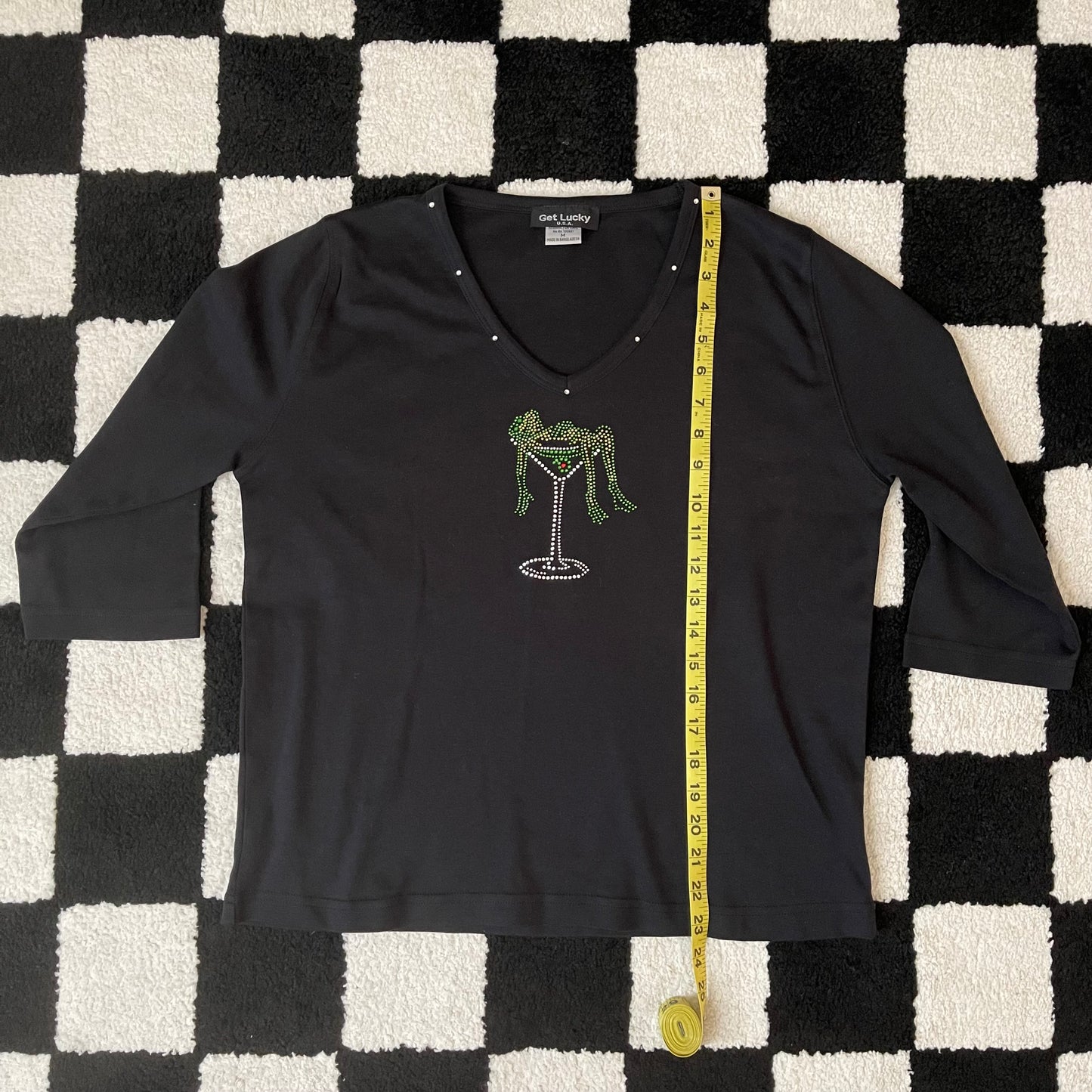 unique vintage whimsy 90s y2k GET LUCKY U.S.A. sleeved top