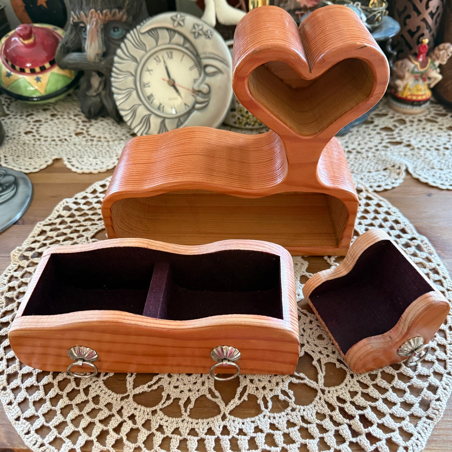 unique handmade vintage whimsical folk art trinket jewelry box