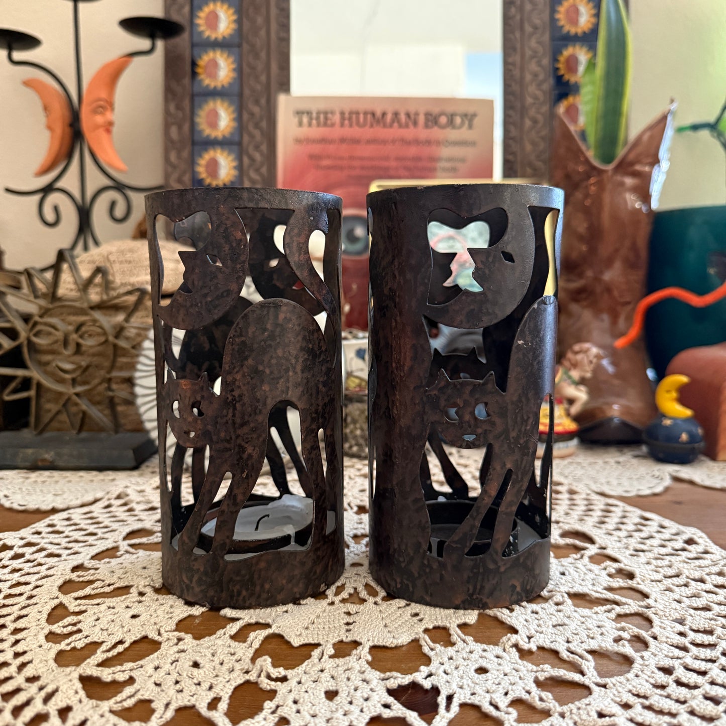 unique vintage whimsical celestial candle holder