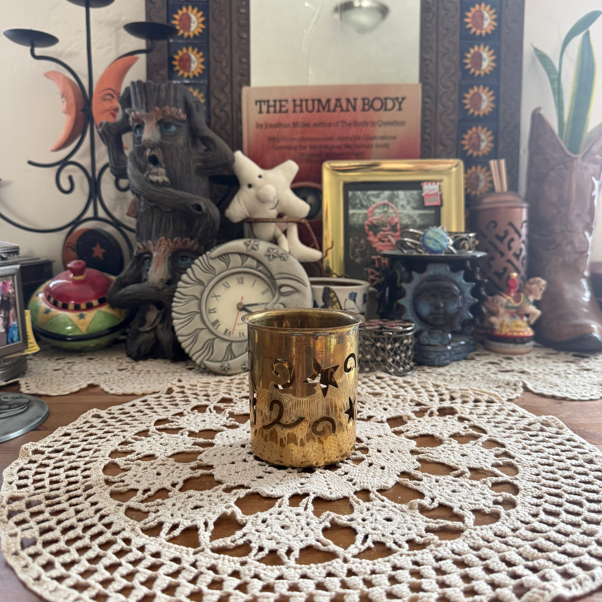 unique vintage whimsical celestial star candle holder